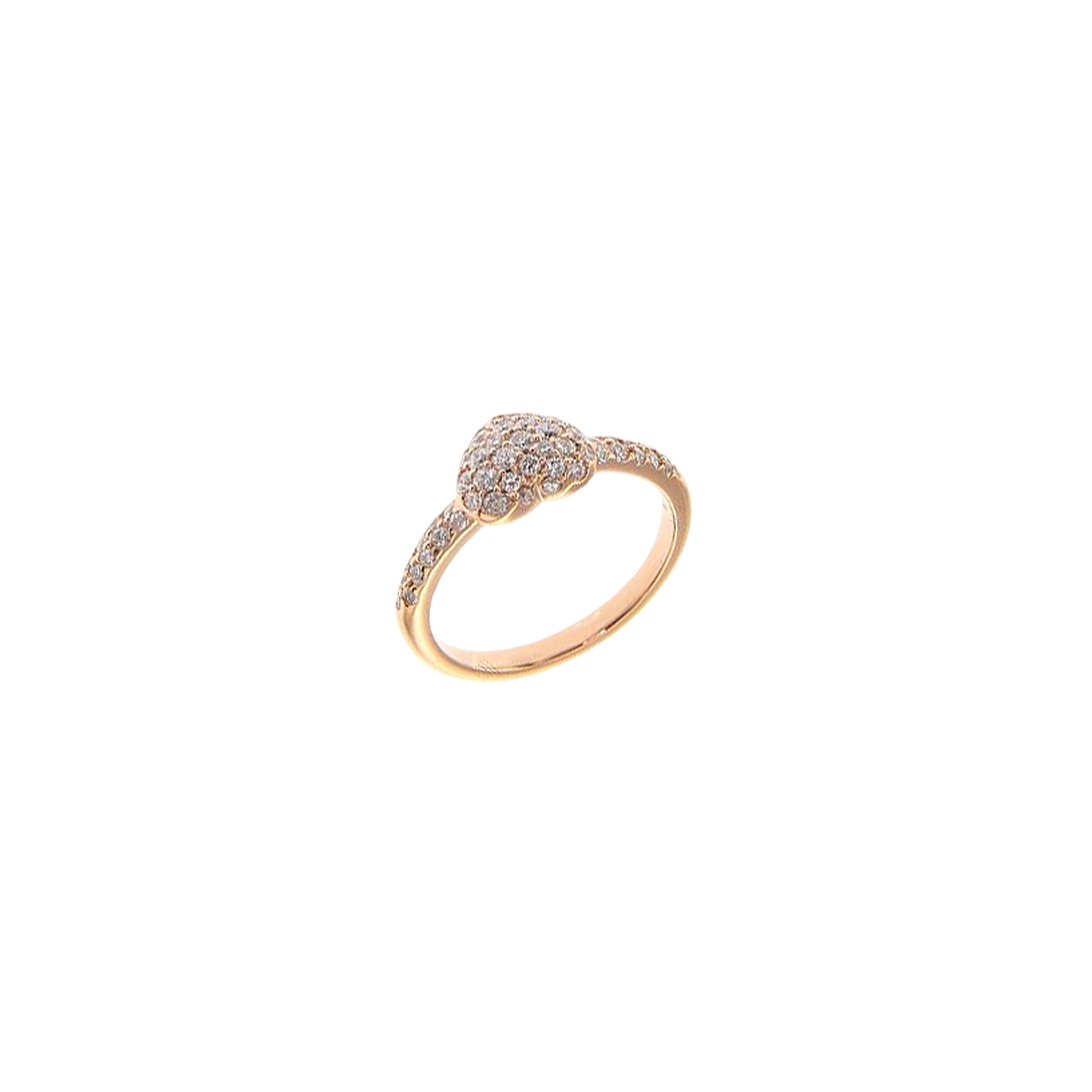 ANELLO IN ORO ROSA CON CUORE IN PAVÉ DI DIAMANTI - VR24854DP