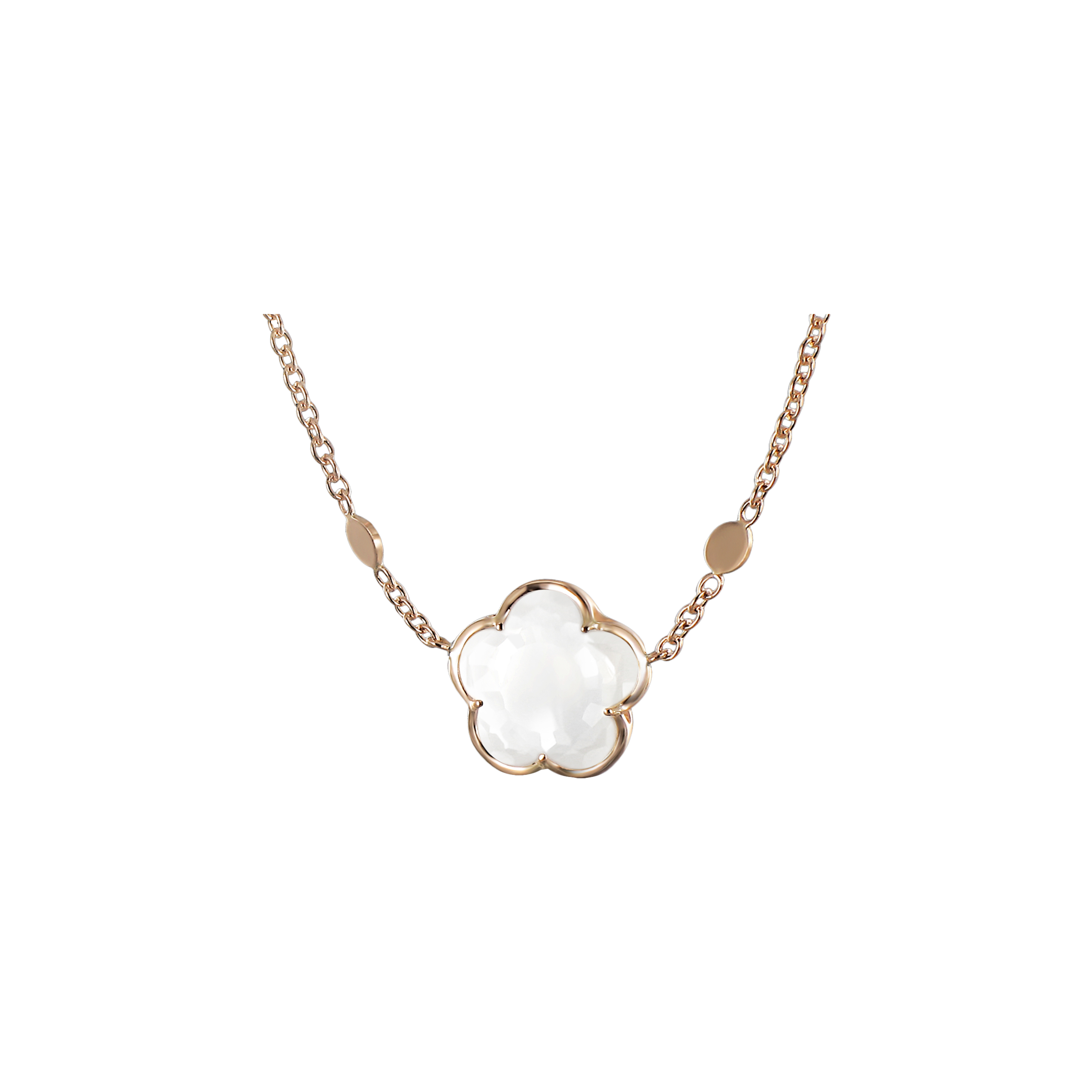 COLLANA BON TON IN ORO ROSA CON QUARZO MILKY - 14821R - 14821R