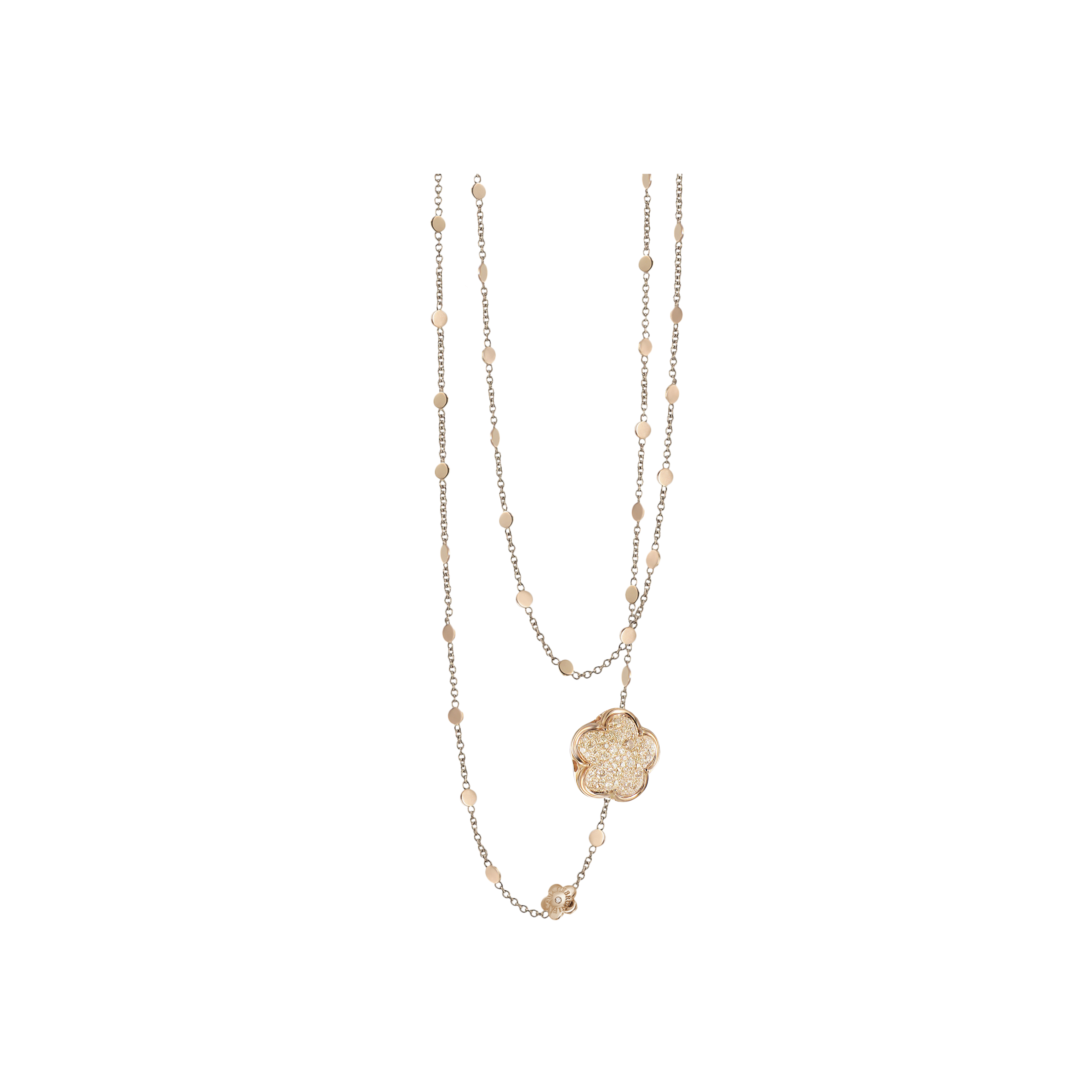 SAUTOIR BON TON IN ORO ROSA CON PAVÉ DI DIAMANTI CHAMPAGNE - 14793R - 14793R