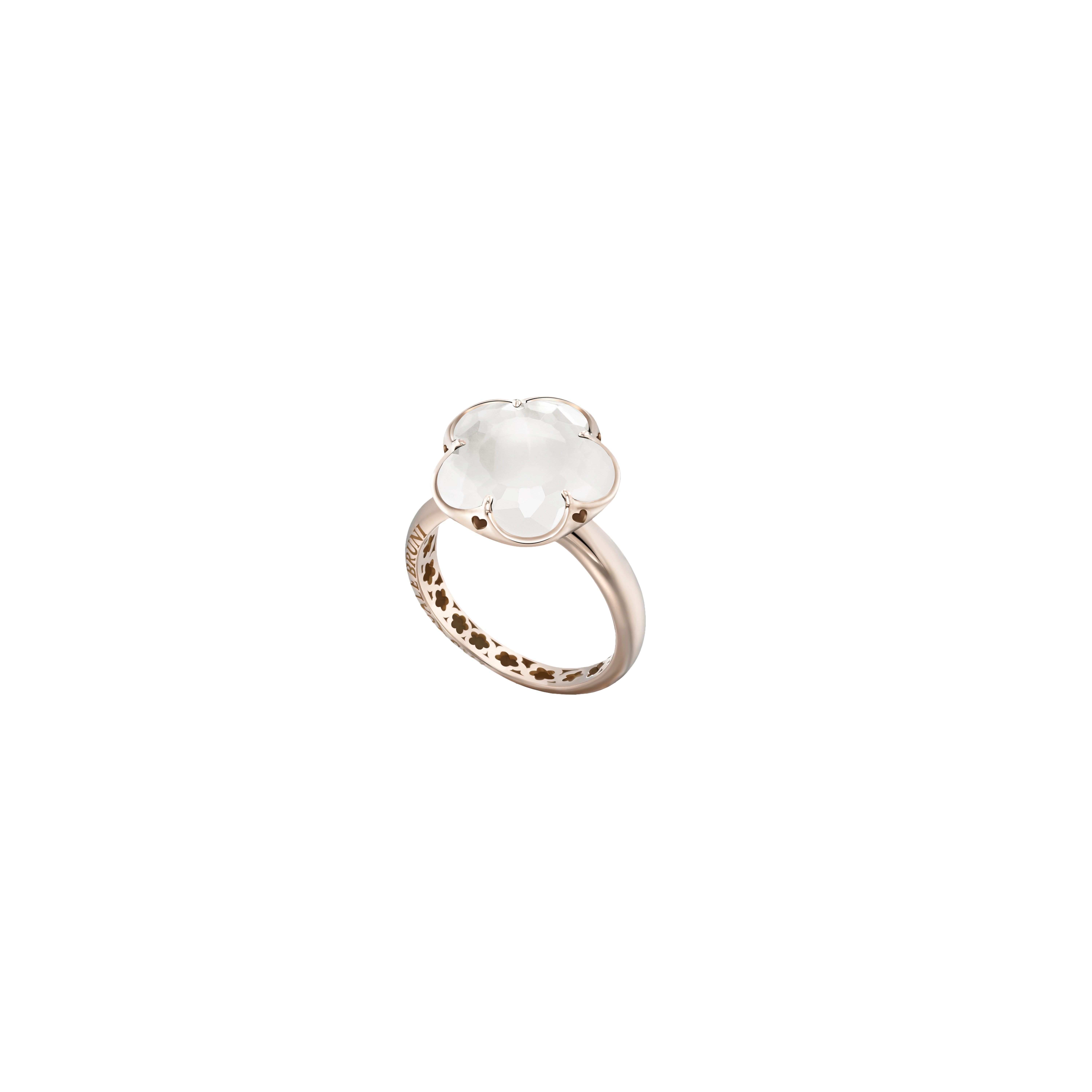 ANELLO BON TON IN ORO ROSA CON QUARZO MILKY - 15039R - 15039R