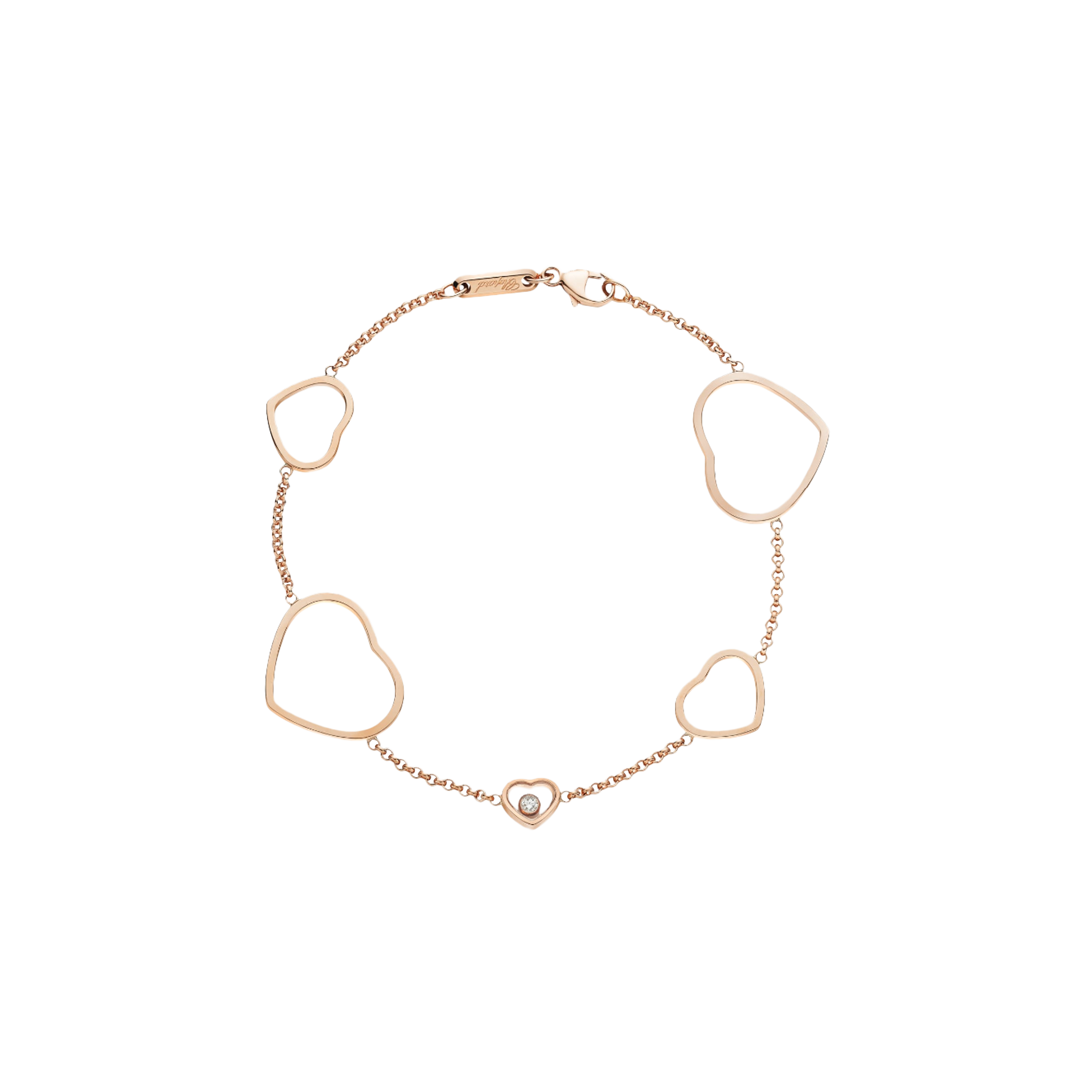 CHOPARD - HAPPY HEARTS - BRACCIALE CUORI IN ORO ROSA CON DIAMANTE - 857482-5001 - 857482-5001