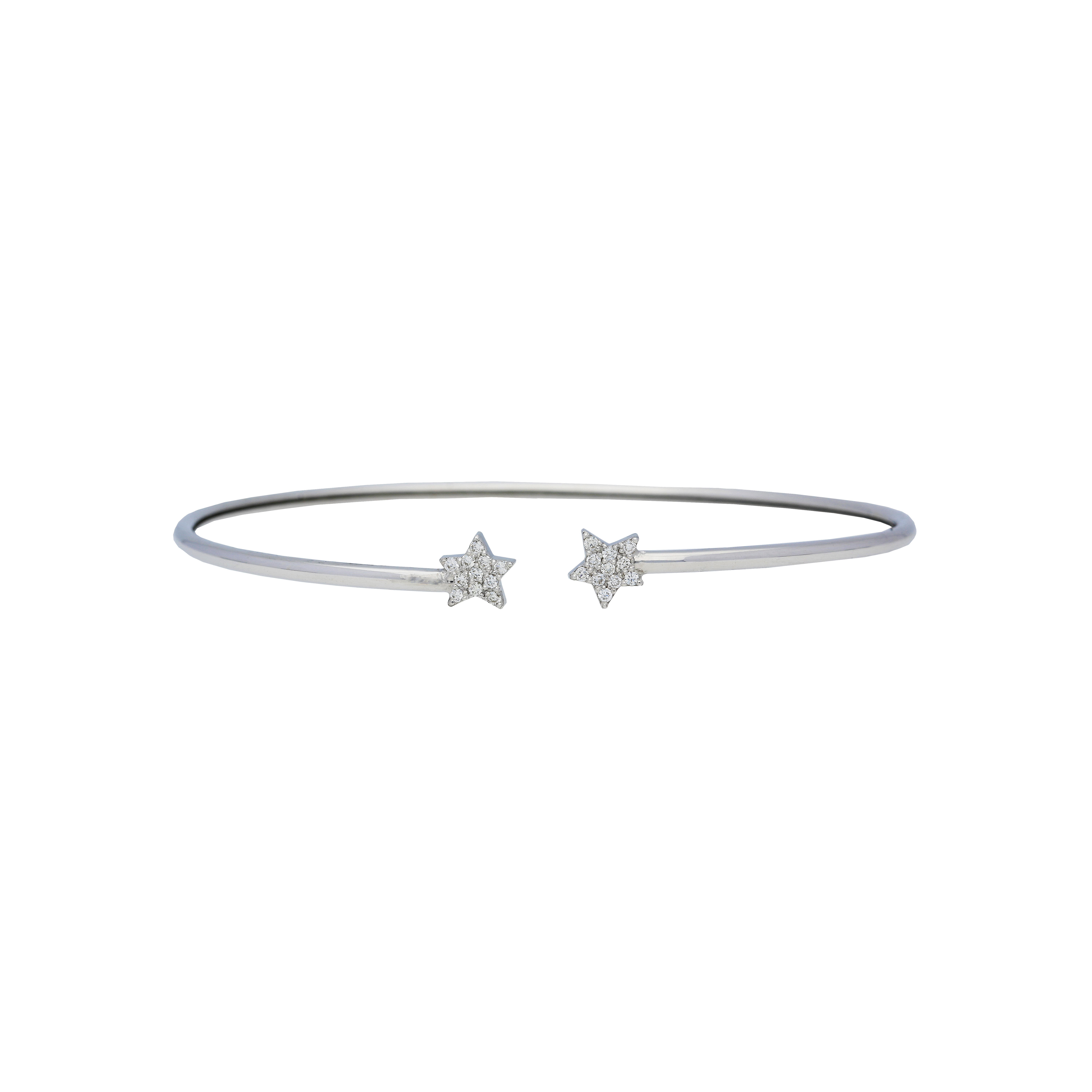 BRACCIALE RIGIDO IN ORO BIANCO CON STELLE IN PAVE' DI DIAMANTI - B028/6-B