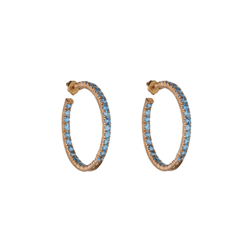 Orecchini cerchio in oro rosa e Topazi Azzurri - B12060TOP