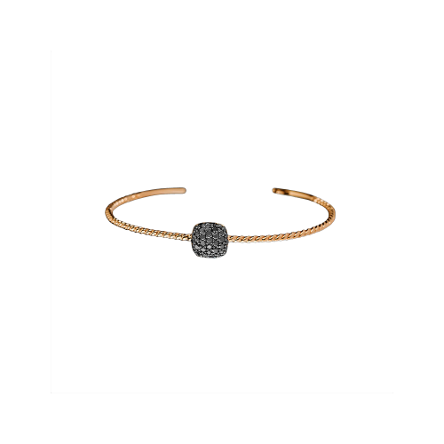 BRACCIALE RIGIDO IN ORO ROSA CON ELEMENTO IN PAVÉ DI DIAMANTI NERI - VB25533DKP