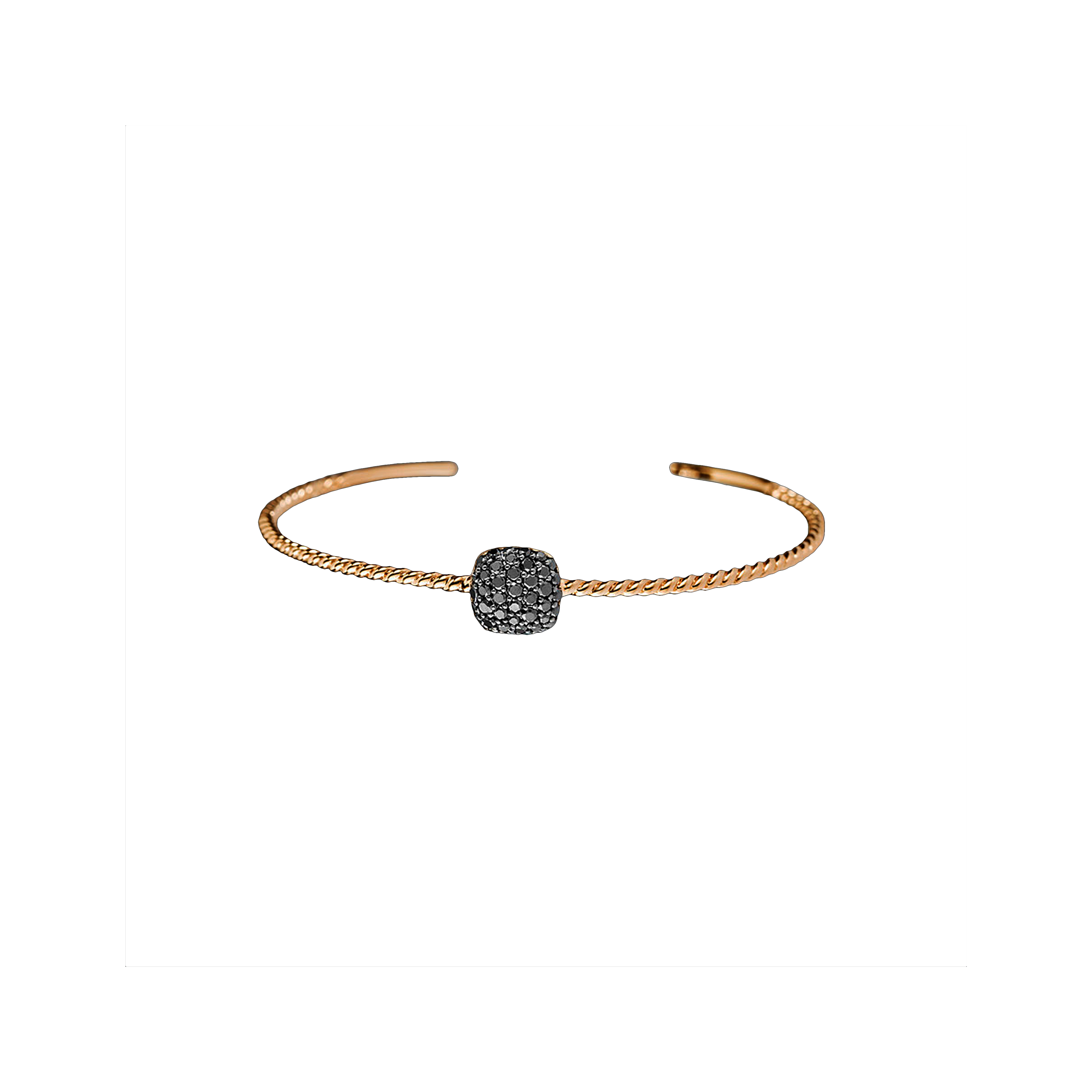 BRACCIALE RIGIDO IN ORO ROSA CON ELEMENTO IN PAVÉ DI DIAMANTI NERI - VB25533DKP