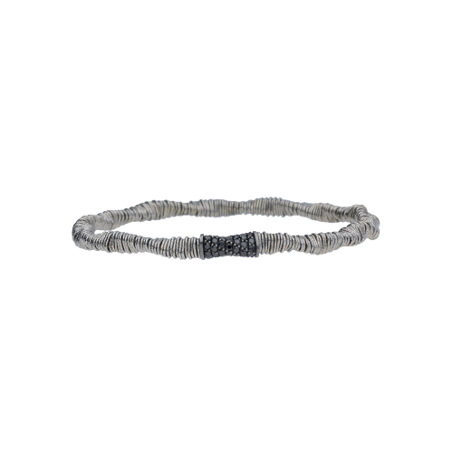 Bracciale elastico in oro bianco e diamanti neri - 680A4OBDN