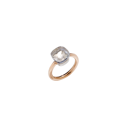 ANELLO NUDO - ANELLO IN ORO ROSA CON CASTONE IN ORO BIANCO E TOPAZIO BIANCO SFACCETTATO - A.A110/O6/TB - PAA1100O6000000TB