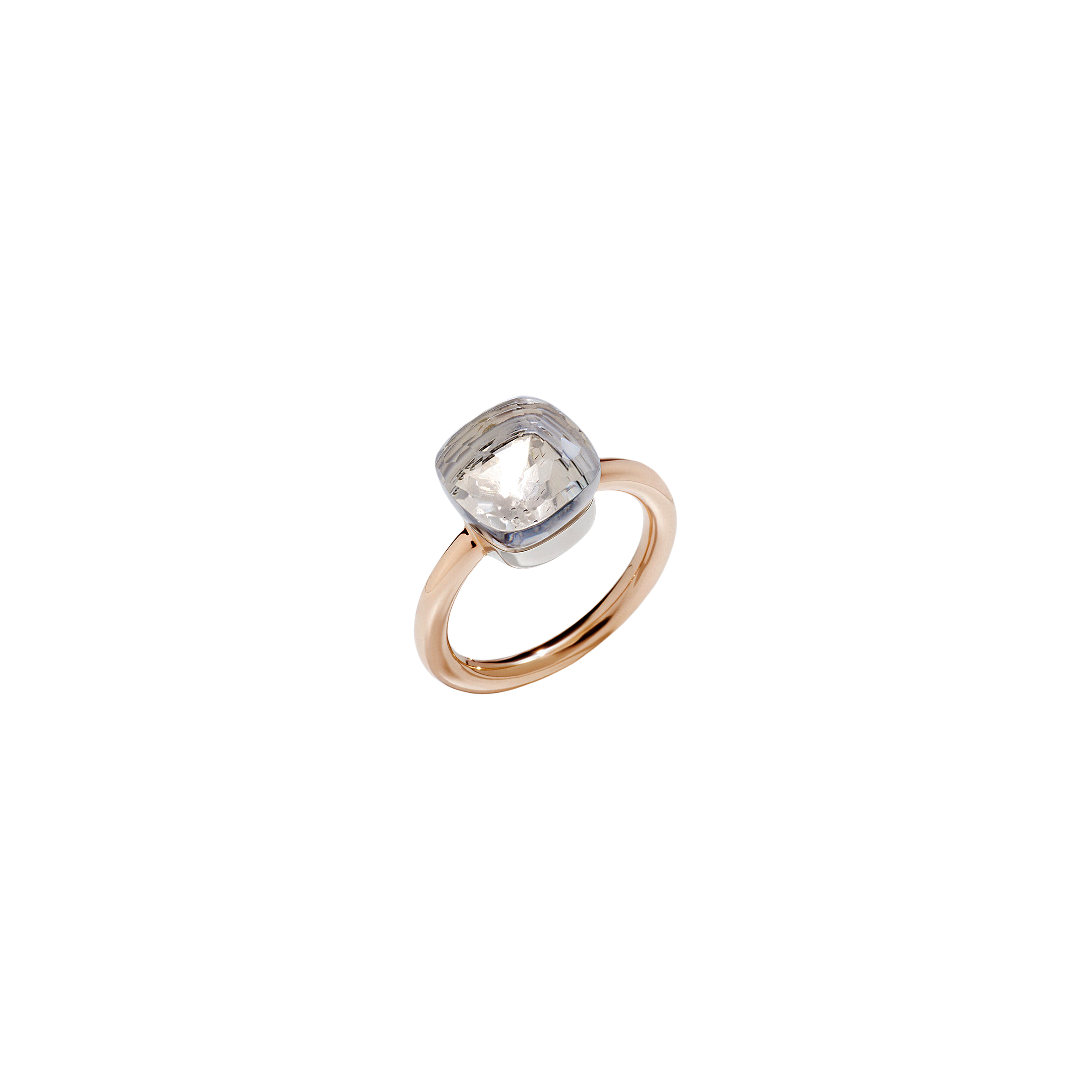 ANELLO NUDO - ANELLO IN ORO ROSA CON CASTONE IN ORO BIANCO E TOPAZIO BIANCO SFACCETTATO - A.A110/O6/TB - PAA1100O6000000TB