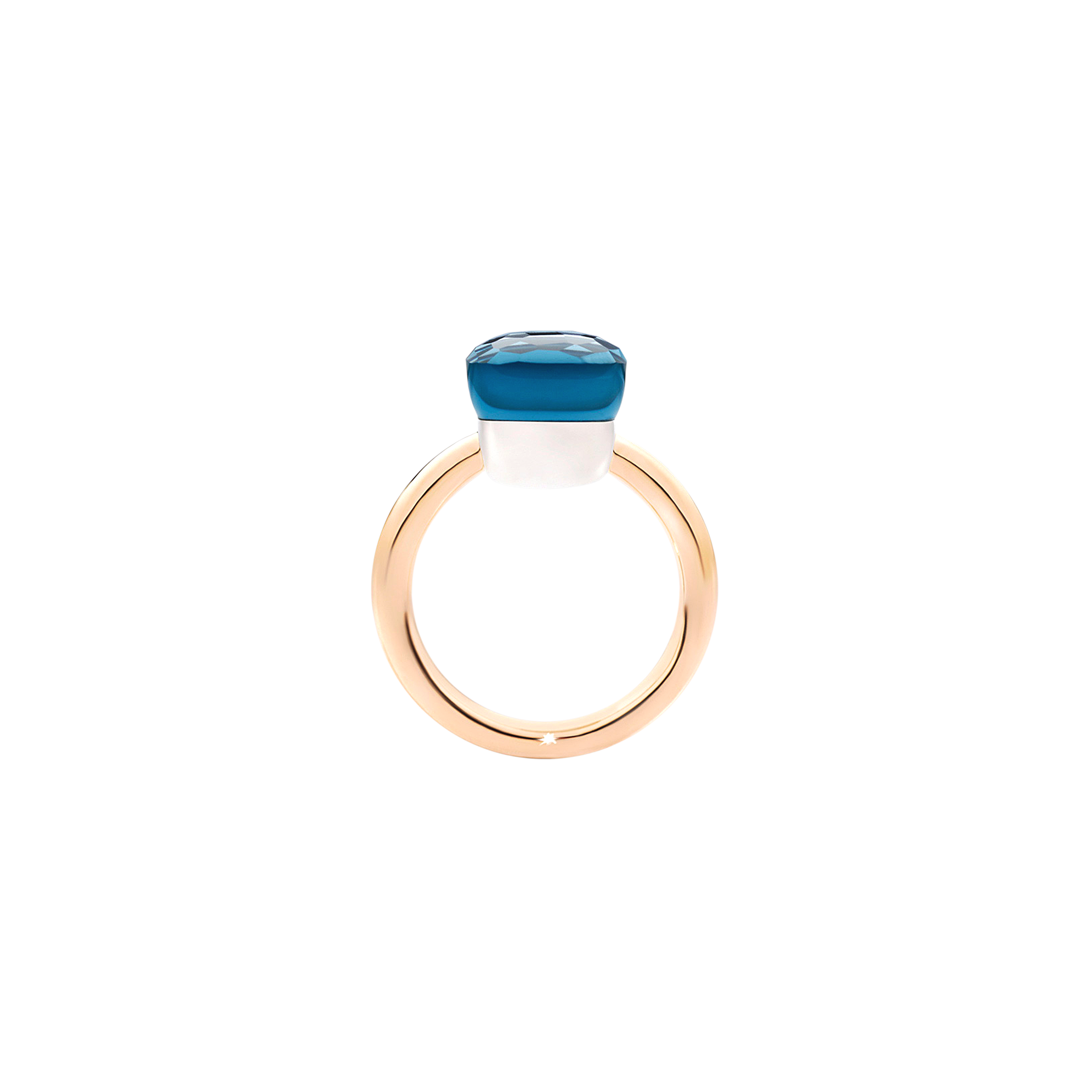 ANELLO NUDO - ANELLO IN ORO ROSA CON CASTONE IN ORO BIANCO E TOPAZIO BLU LONDON SFACCETTATO - A.A110/O6/TL