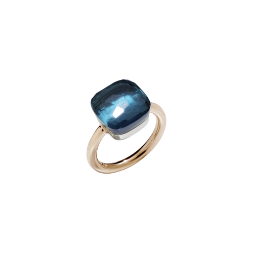 ANELLO NUDO - ANELLO IN ORO ROSA CON CASTONE IN ORO BIANCO E TOPAZIO BLU LONDON SFACCETTATO - A.B201/O6/TL - PAB2010O6000000TL