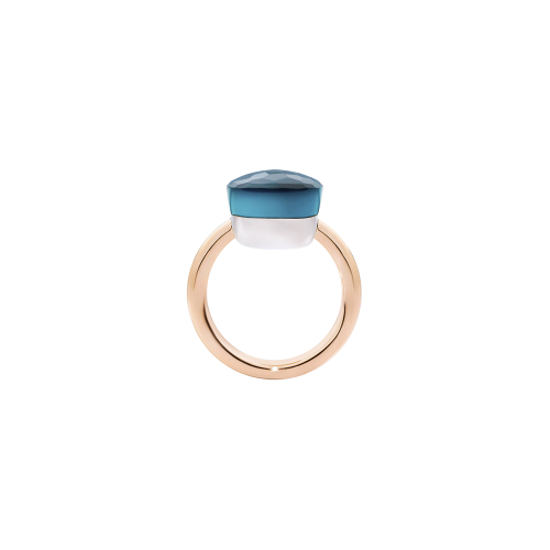 ANELLO NUDO - ANELLO IN ORO ROSA CON CASTONE IN ORO BIANCO E TOPAZIO BLU LONDON SFACCETTATO - A.B201/O6/TL - PAB2010O6000000TL