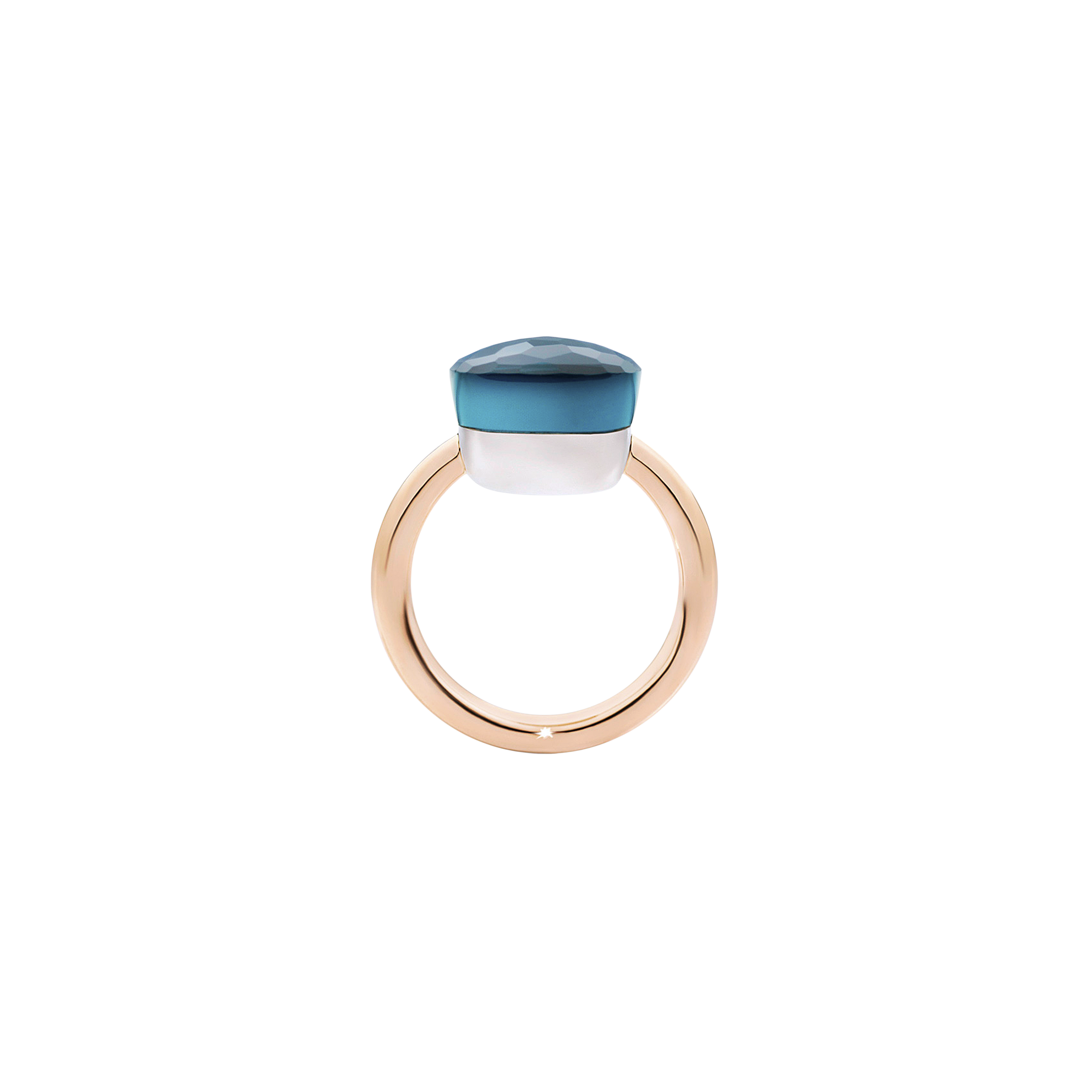 ANELLO NUDO - ANELLO IN ORO ROSA CON CASTONE IN ORO BIANCO E TOPAZIO BLU LONDON SFACCETTATO - A.B201/O6/TL - PAB2010O6000000TL