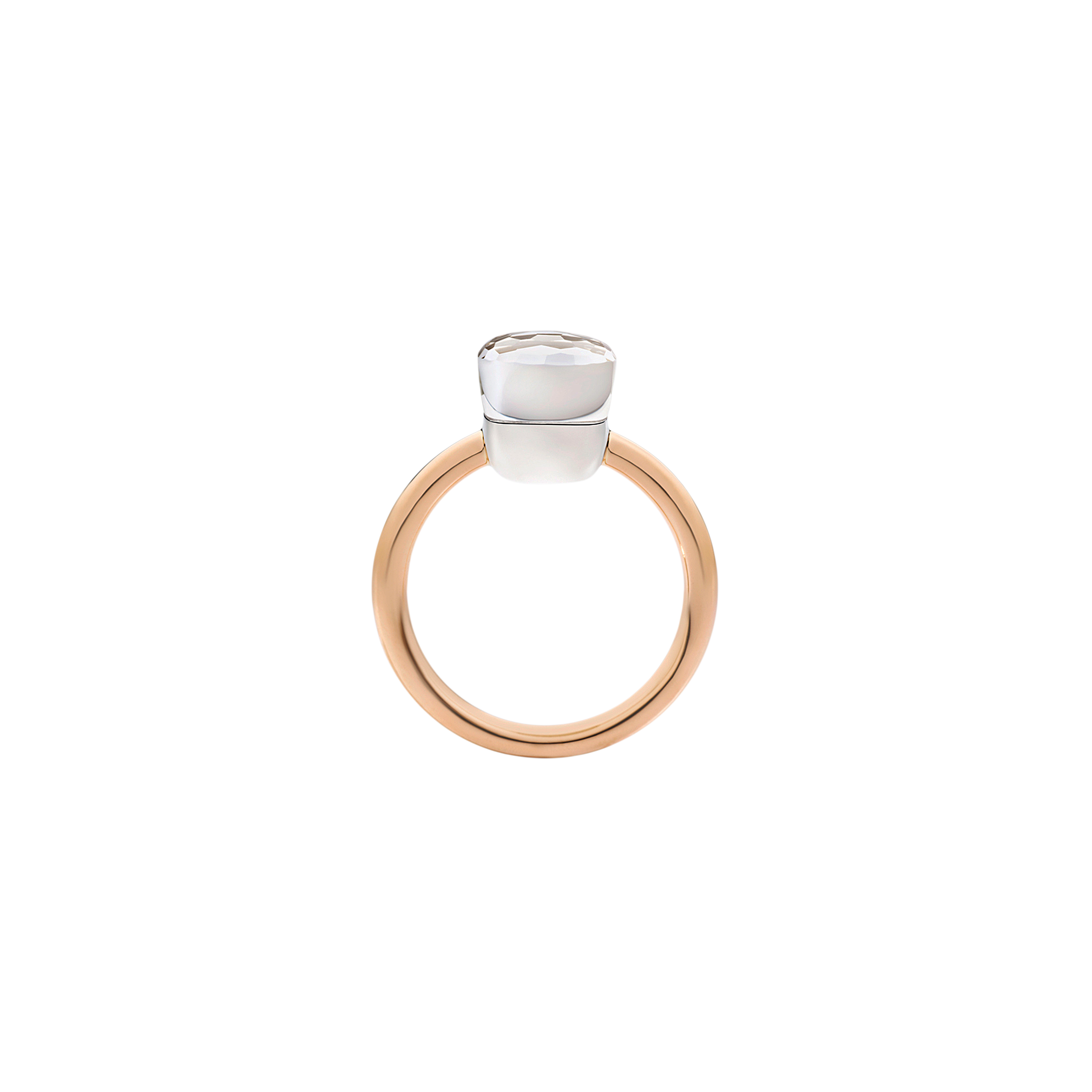 ANELLO NUDO - ANELLO NUDO PETIT IN ORO ROSA CON CASTONE IN ORO BIANCO E TOPAZIO BIANCO SFACCETTATO - A.B403/O6/TB - PAB4030O6000000TB