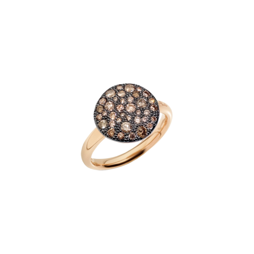 ANELLO IN ORO ROSA CON PAVE’ IN ORO ROSA BRUNITO E CON BRILLANTI BROWN