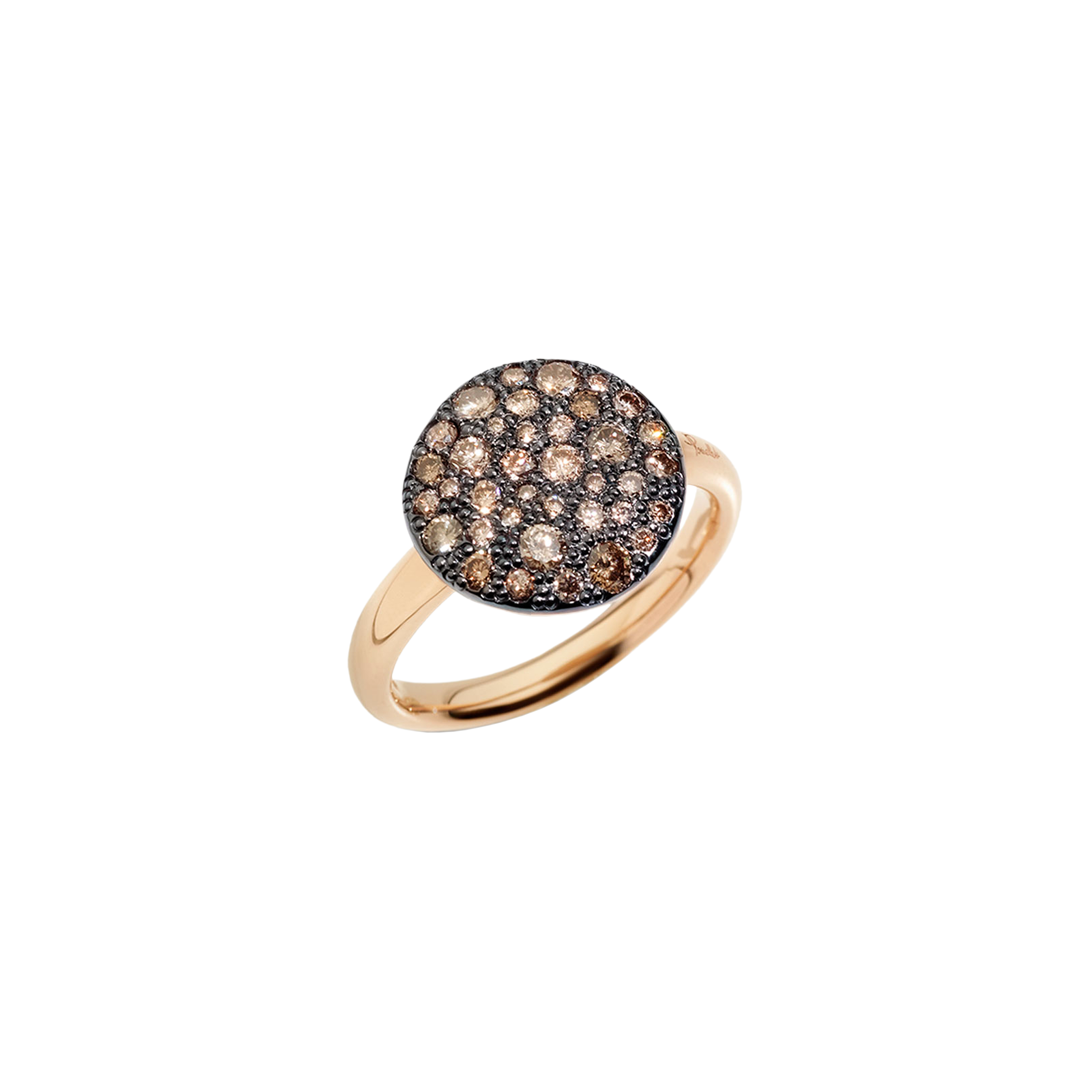 ANELLO IN ORO ROSA CON PAVE’ IN ORO ROSA BRUNITO E CON BRILLANTI BROWN