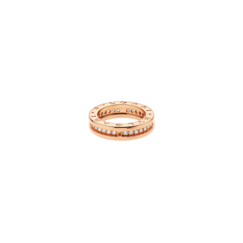Anello B.Zero1 a 1 fascia in oro rosa 18 carati con pavé di diamanti. Il prezzo dipende dalla misura