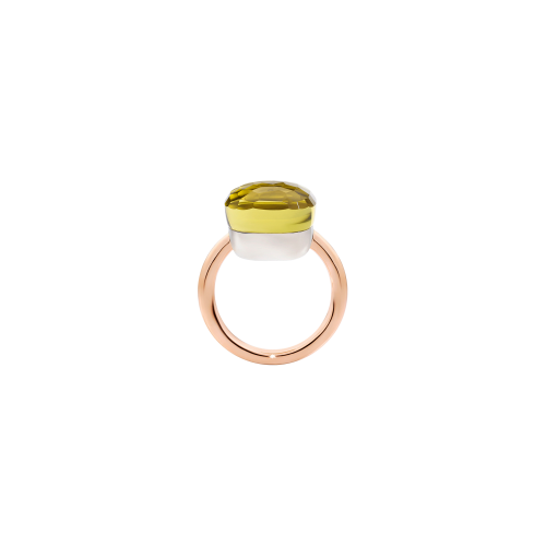 ANELLO NUDO - ANELLO IN ORO ROSA CON CASTONE IN ORO BIANCO E QUARZO LEMON SFACCETTATO - A.B704MO6/QL - A.B704MO6/QL