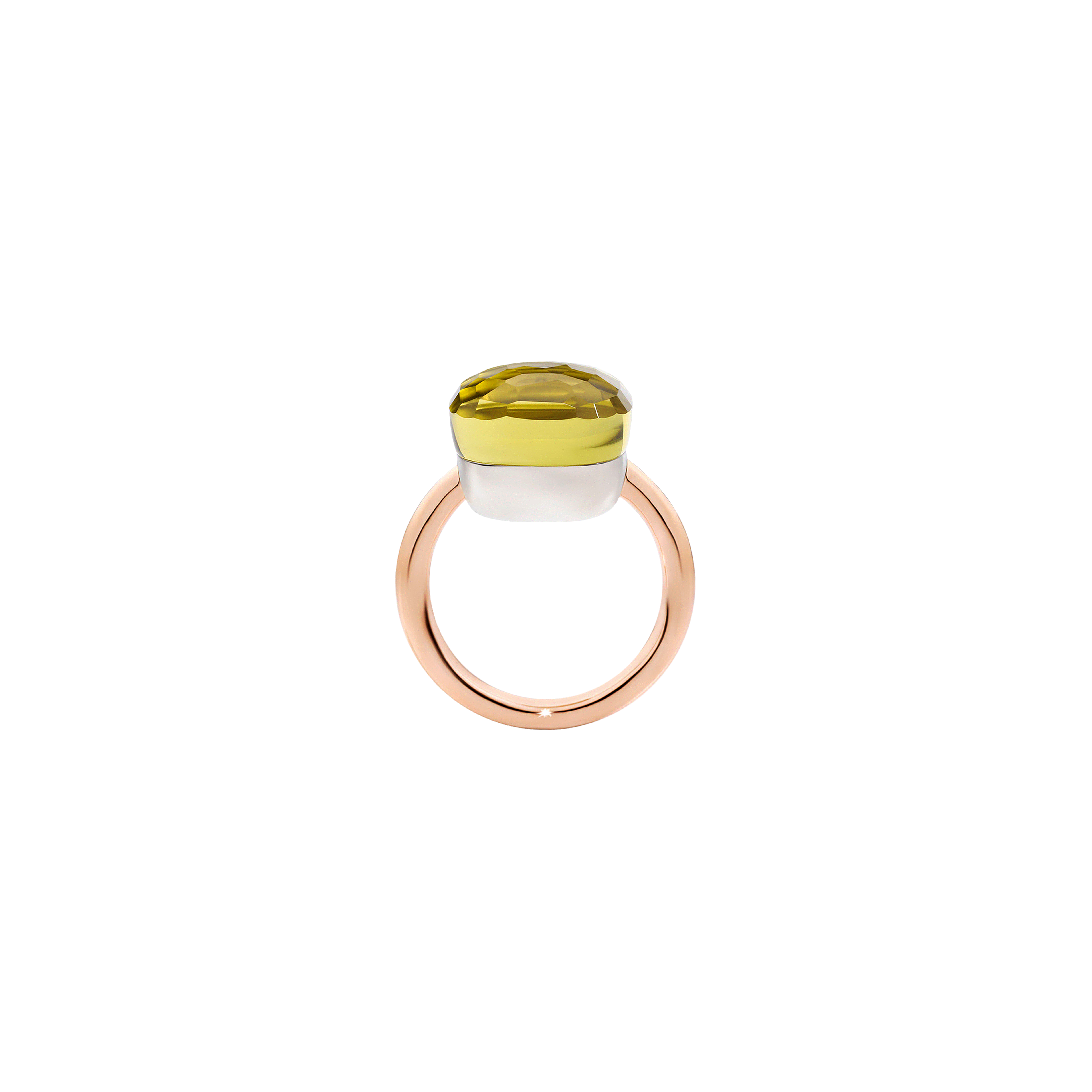 ANELLO NUDO - ANELLO IN ORO ROSA CON CASTONE IN ORO BIANCO E QUARZO LEMON SFACCETTATO - A.B704MO6/QL - A.B704MO6/QL