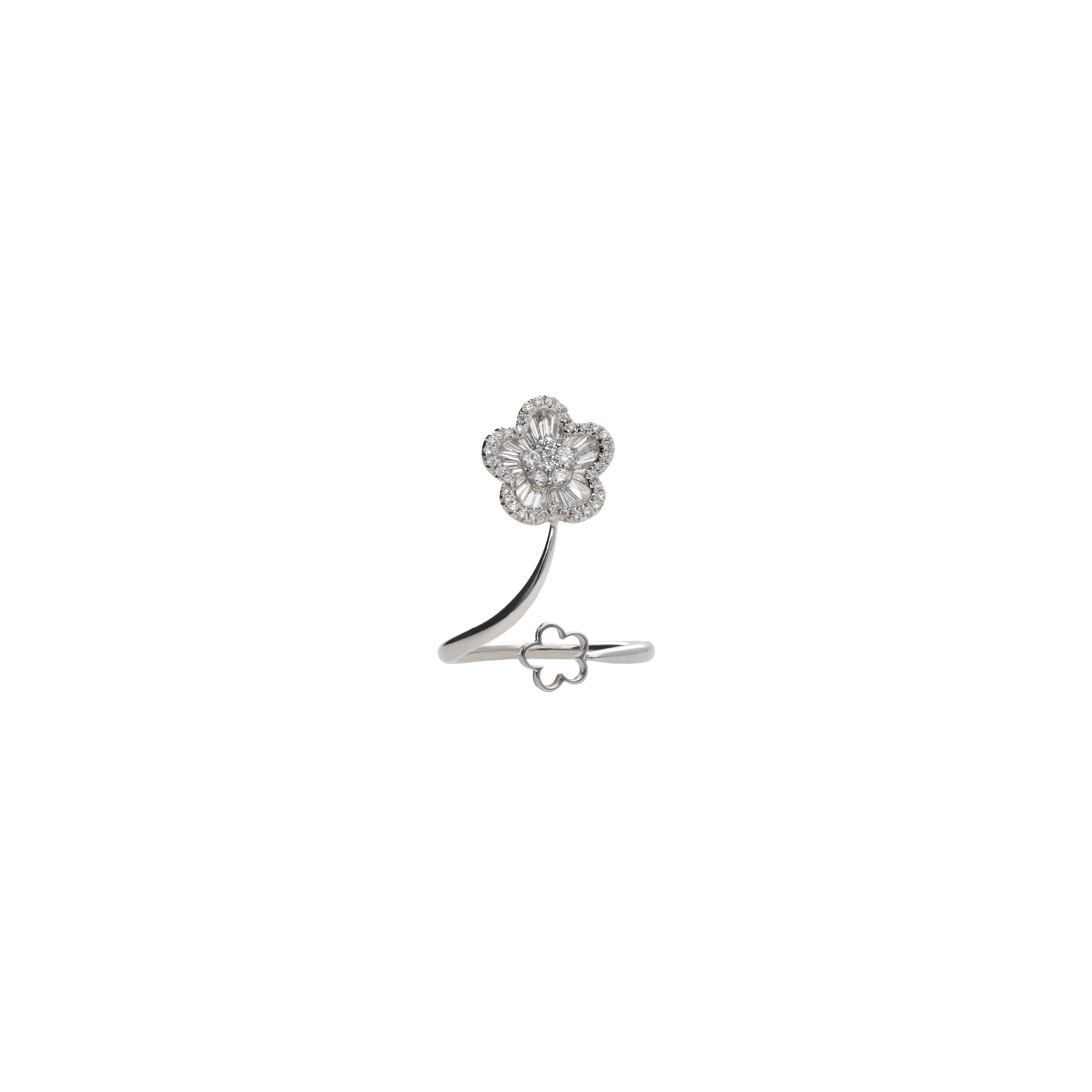 ANELLO FIORE IN ORO BIANCO E PAVÉ DI DIAMANTI - GIAN014383