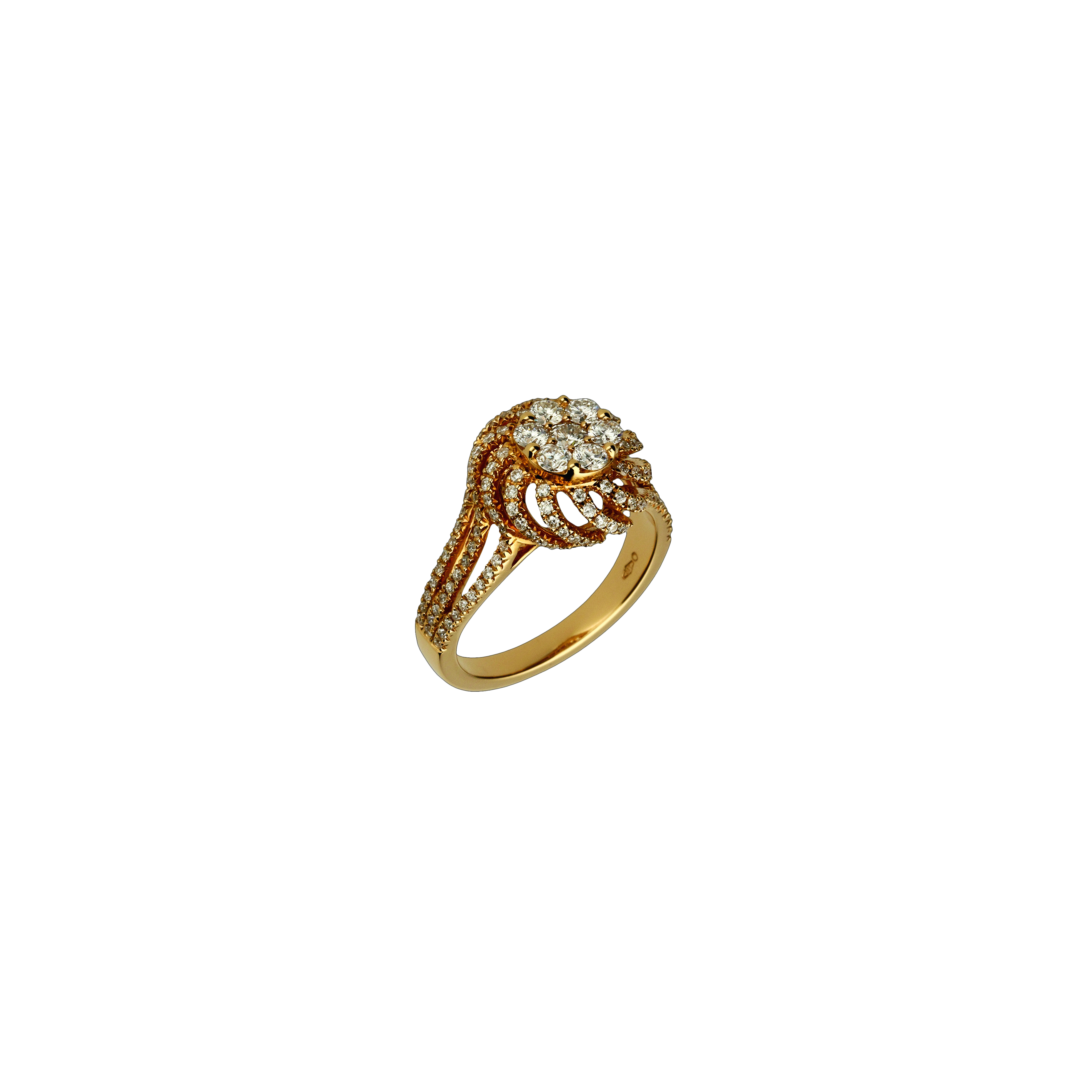 ANELLO FIORE IN ORO ROSA CON DIAMANTI - VR25619DP