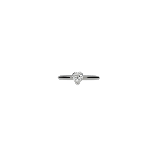 Anello soloitario in oro bianco 18 carati e diamante taglio cuore