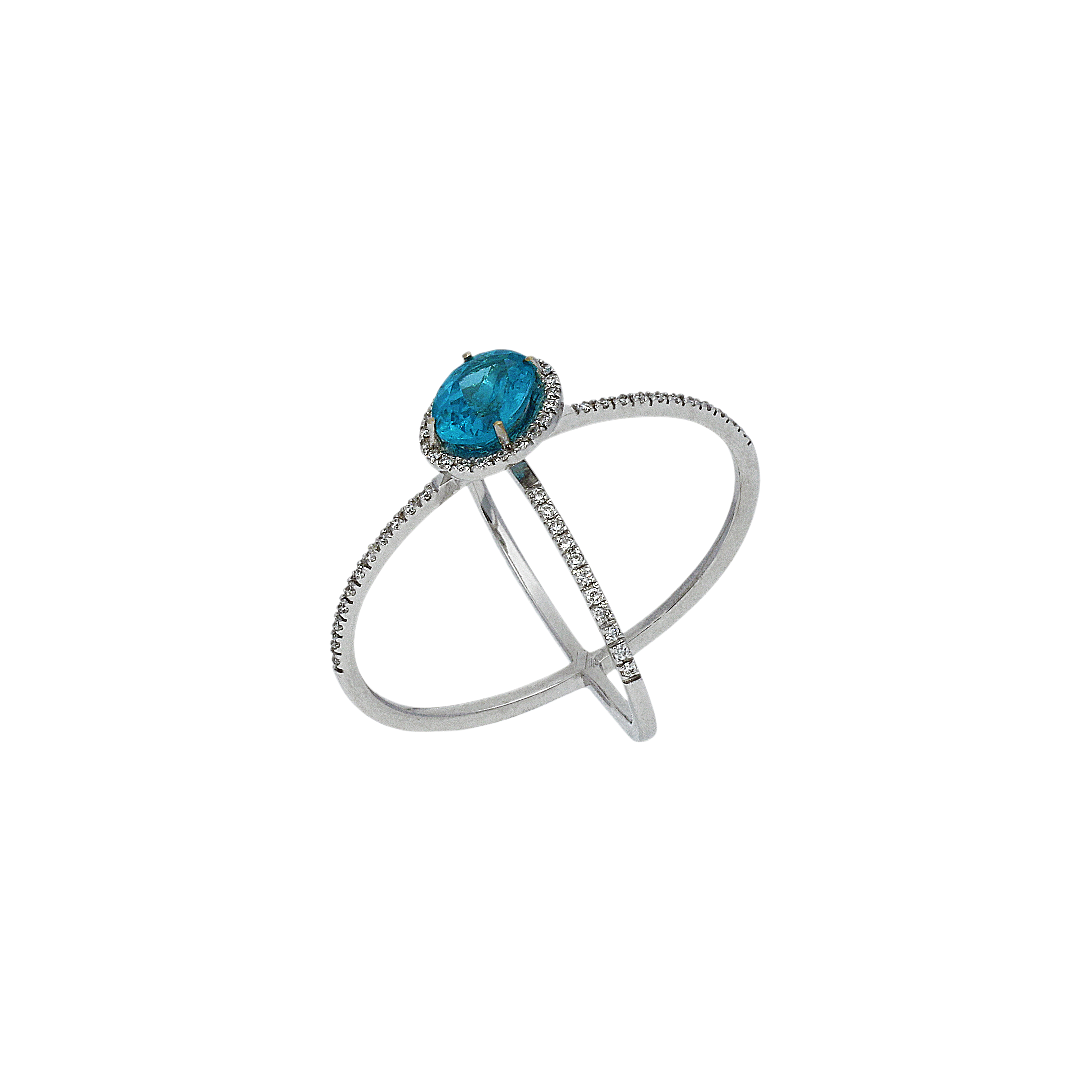 Anello in oro bianco 18 carati, apatite e diamanti bianchi taglio brillante - ANP129/24-AP