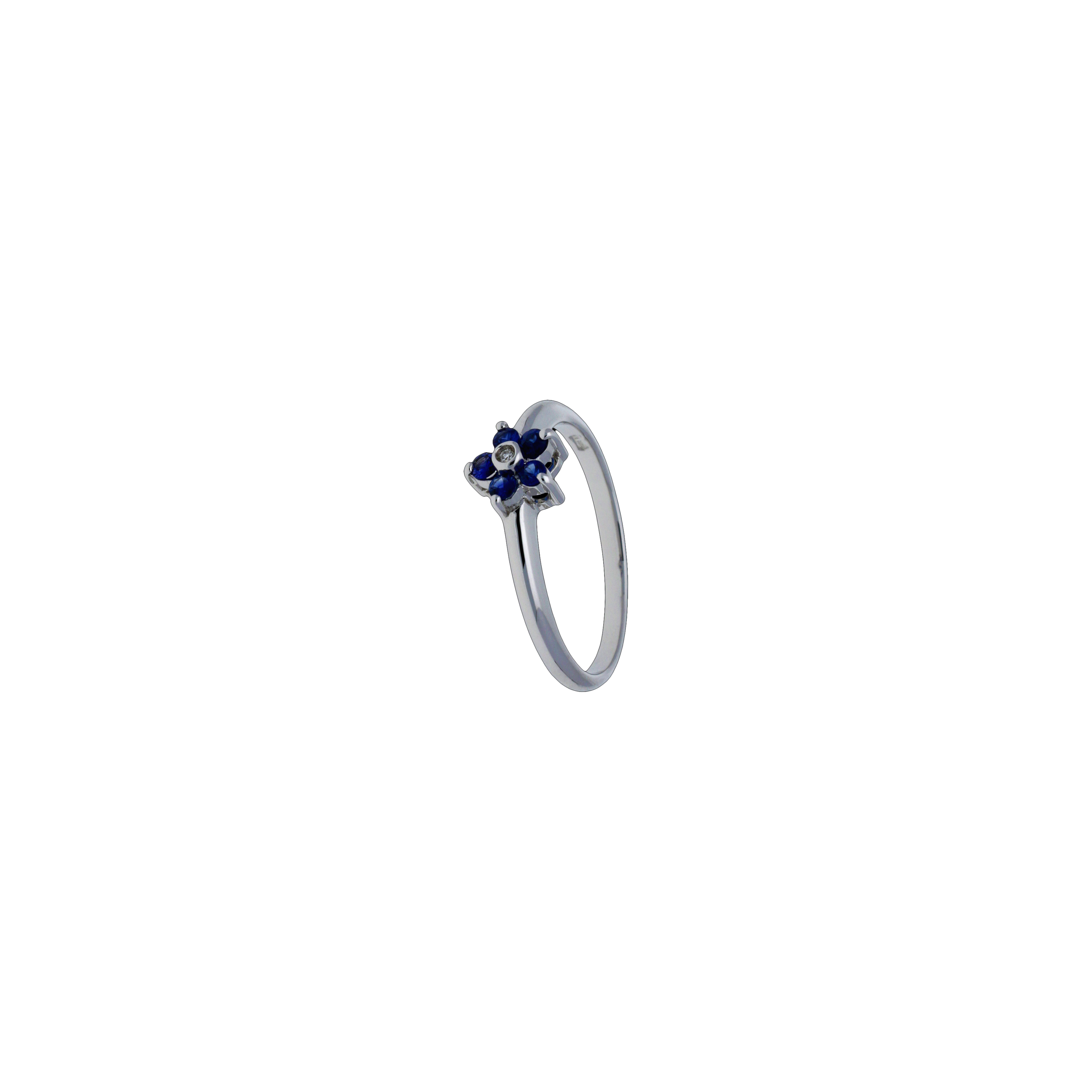 Anello in oro bianco 18 carati con zaffiri blu e diamanti bianchi taglio brillante