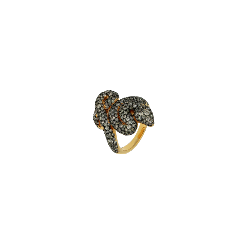 Anello serpente in oro rosa 18 carati con diamanti brown