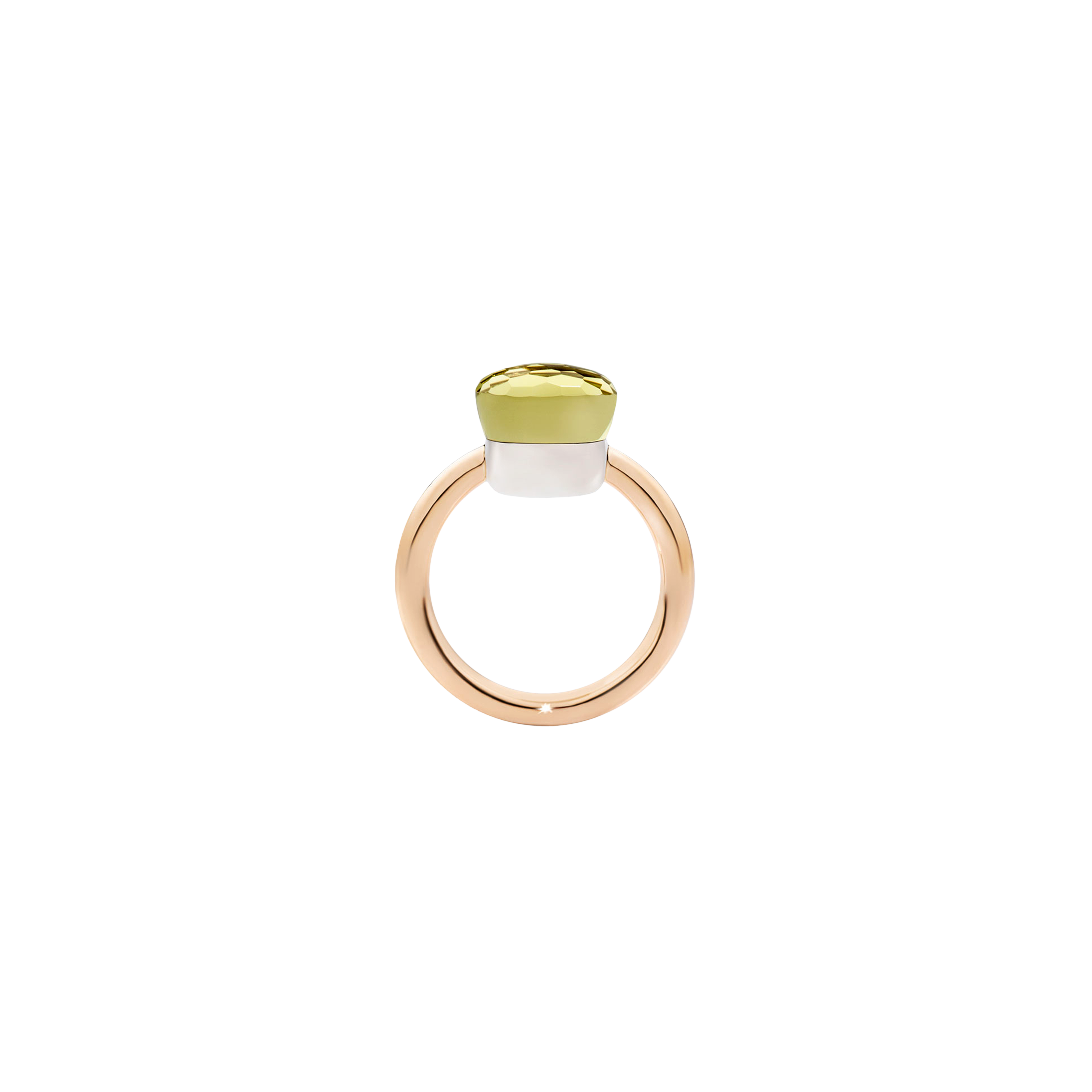 ANELLO NUDO - ANELLO IN ORO ROSA CON CASTONE IN ORO BIANCO E QUARZO LEMON SFACCETTATO - A.A110/O6/QL - PAA1100O6000000QL