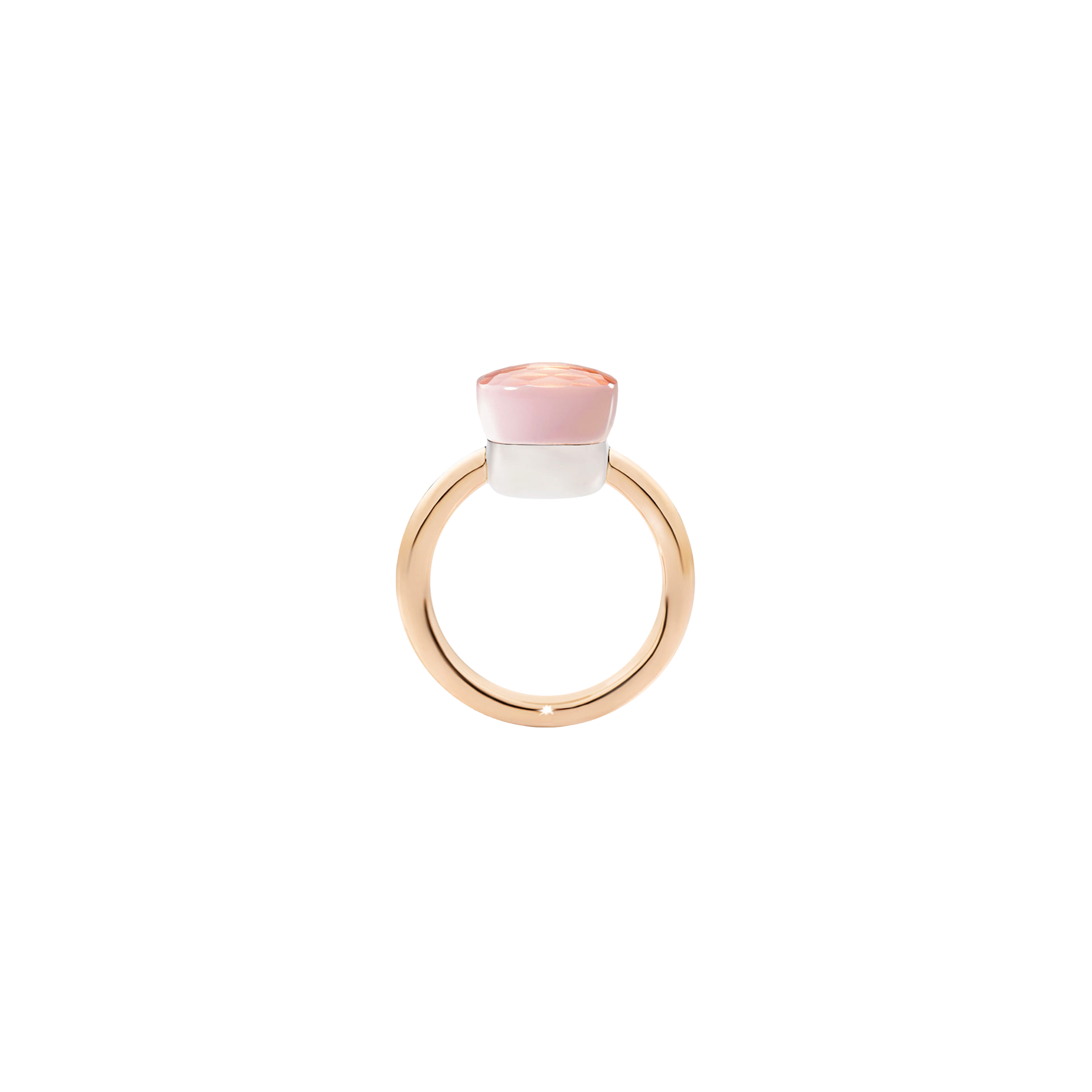 ANELLO NUDO - ANELLO NUDO CLASSIC IN ORO ROSA CON CASTONE IN ORO BIANCO E QUARZO ROSA SFACCETTATO - A.A110/O6/QR - PAA1100O6000000QR