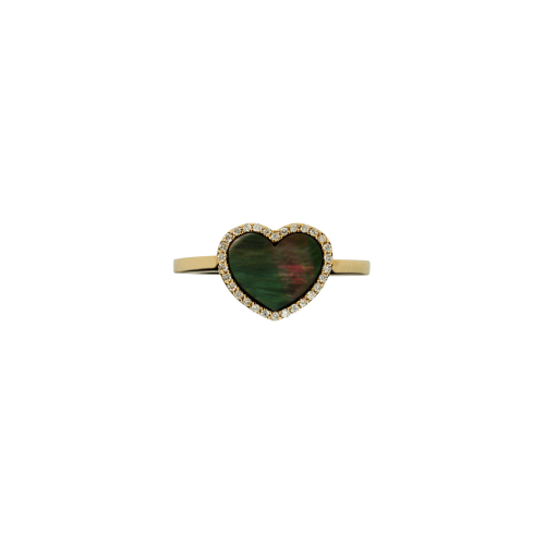 Anello in oro rosa 18 carati con cuore in madreperla e diamanti bianchi taglio brillante - ANP132/19-MN