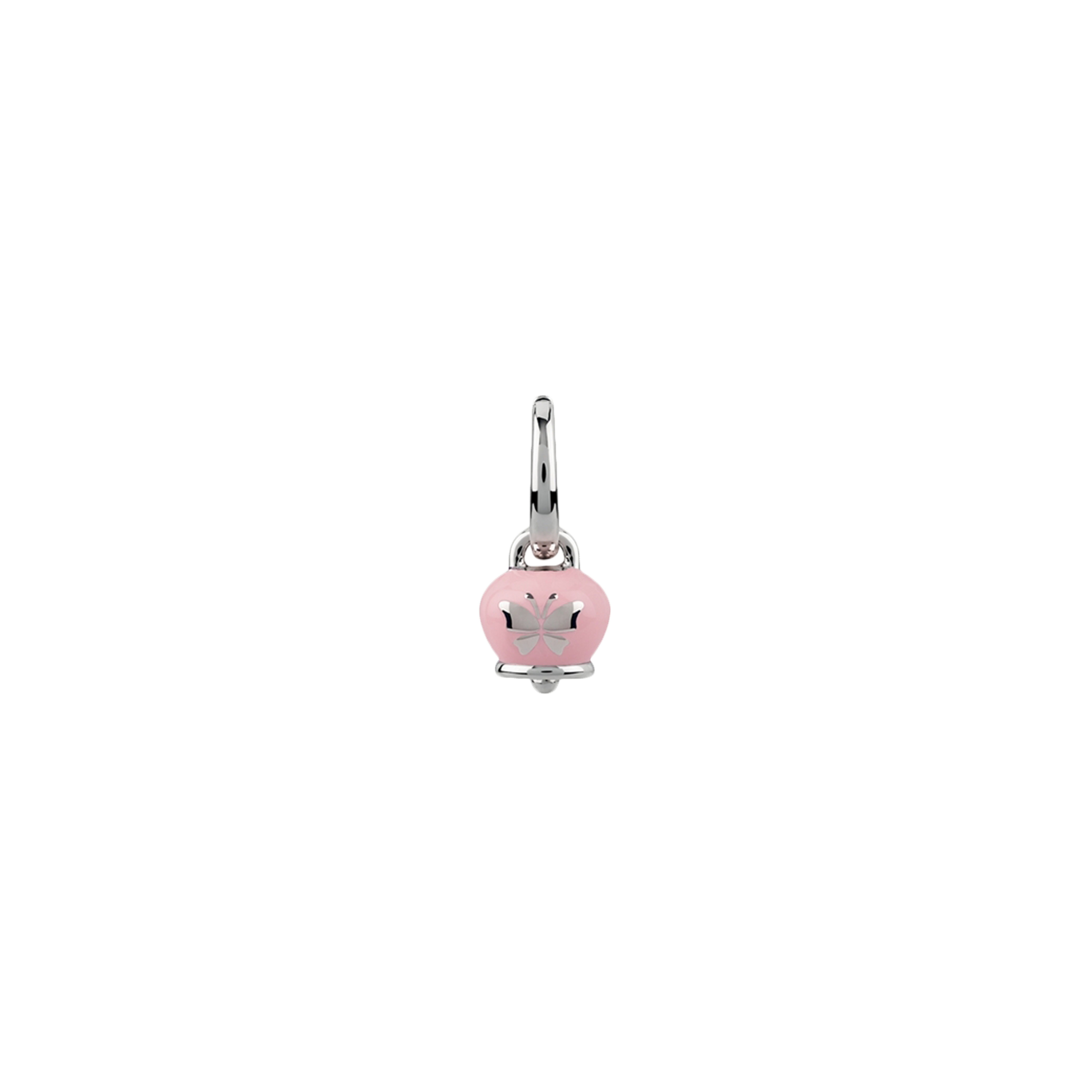 ORECCHINO ET VOILA' CAMPANELLA MICRO IN ARGENTO E SMALTO ROSA PERLATO CON FARFALLA - 38082 - 38082