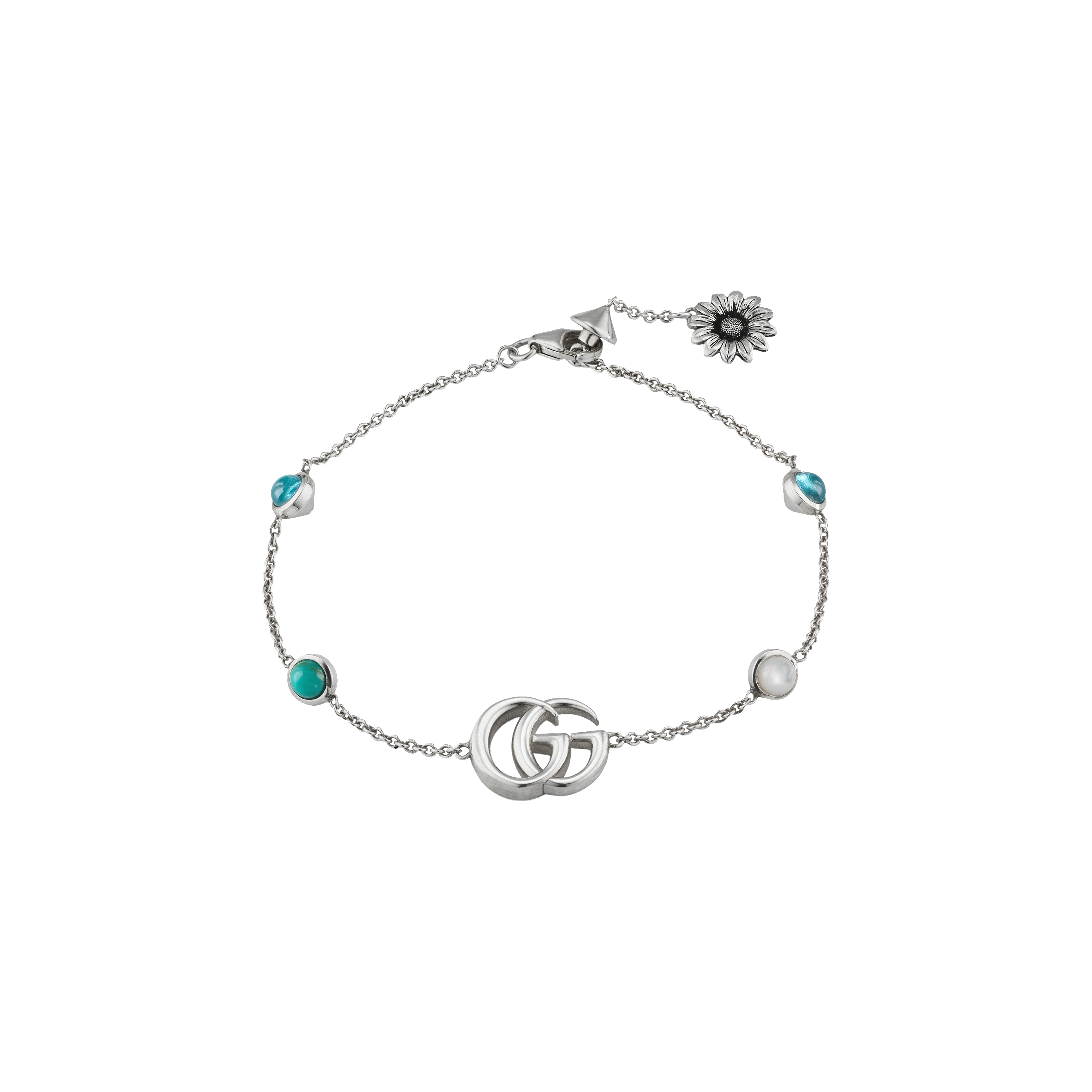 BRACCIALE GUCCI GG MARMONT IN ARGENTO CON FIORE E DOPPIA G - YBA527393001 - YBA5273930010