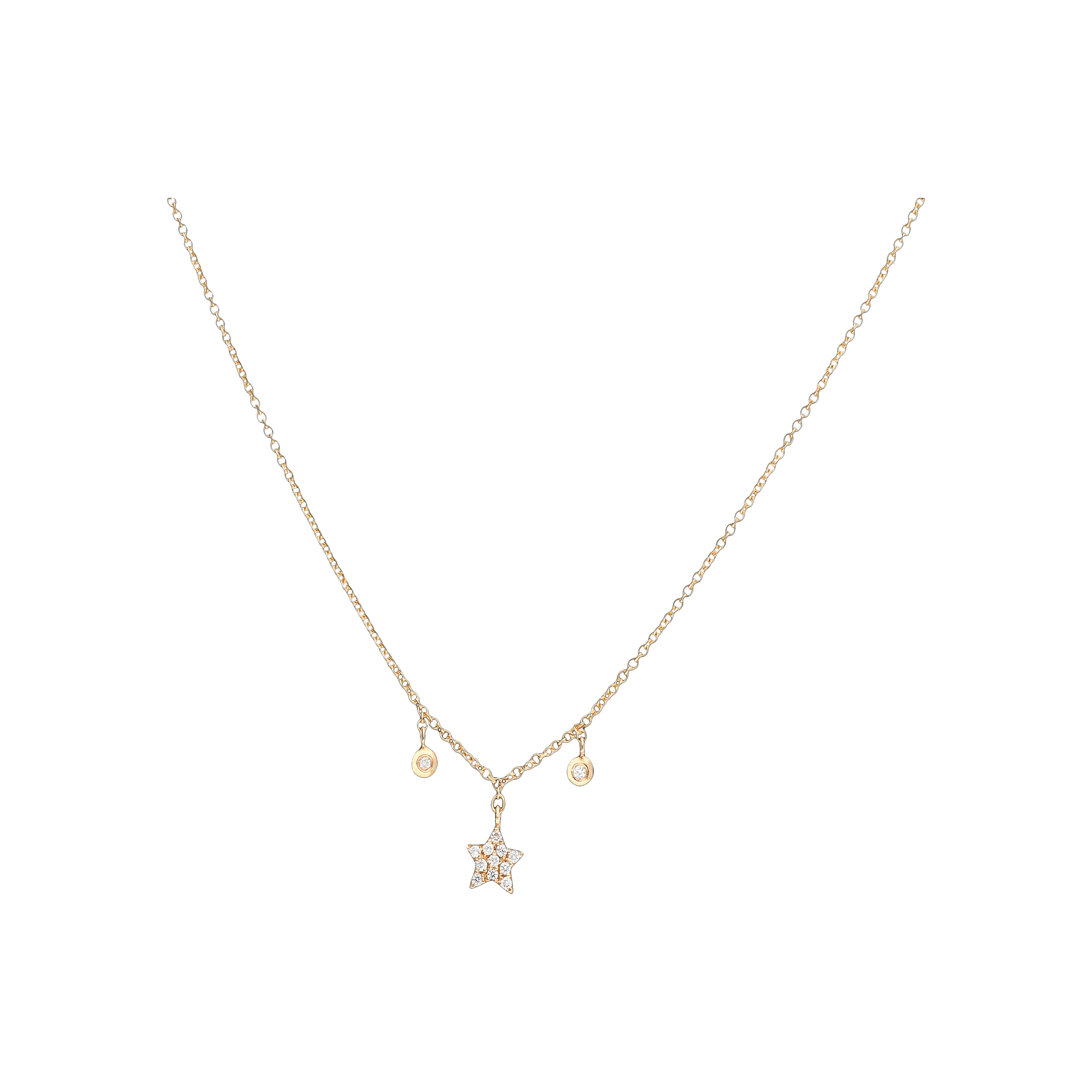 COLLANA STELLE IN ORO ROSA E DIAMANTI BIANCHI - C054/17-R