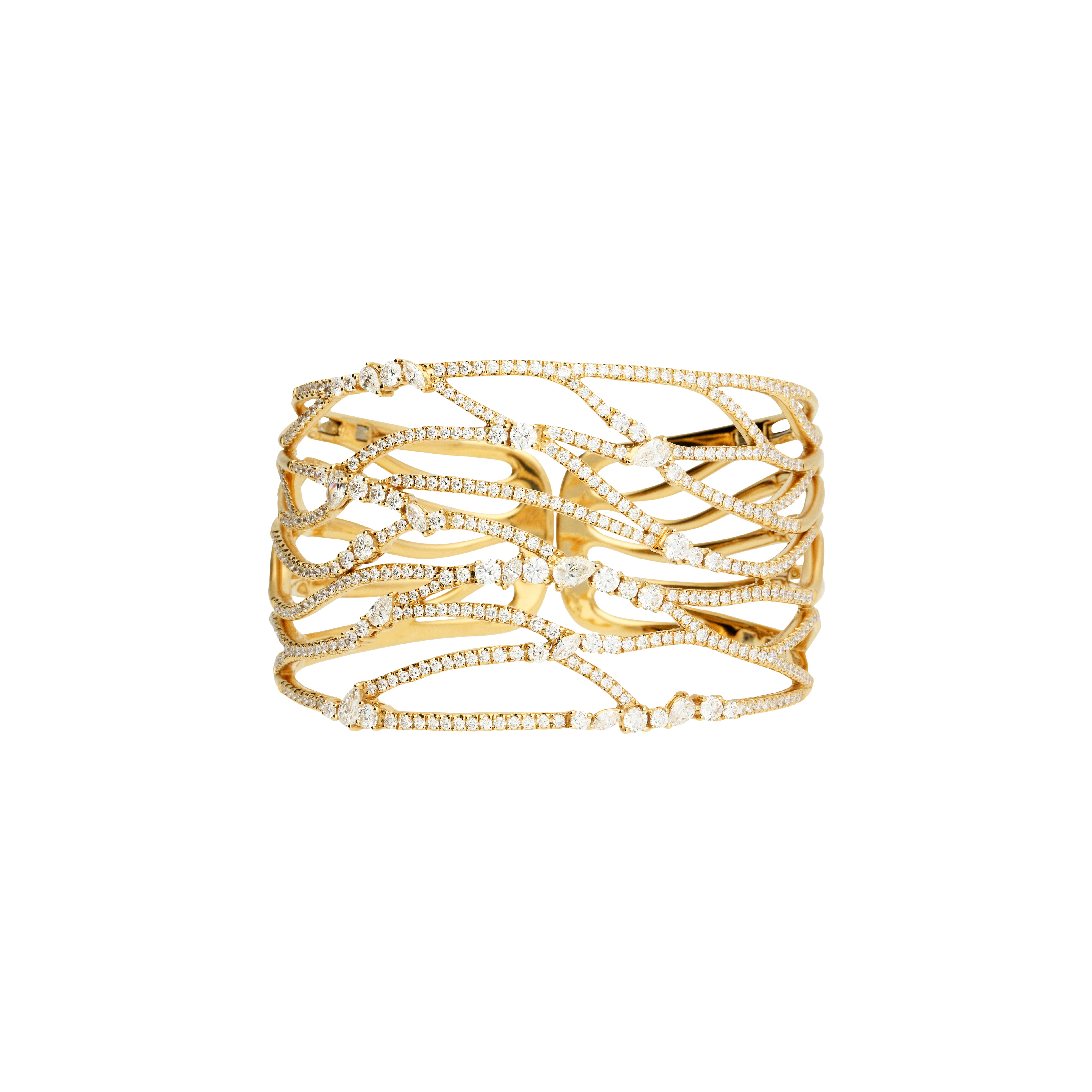 BRACCIALE RADICI IN ORO SATINATO E DIAMANTI - VB26564DP