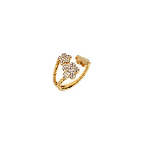 ANELLO FIORI IN ORO ROSA CON PAVÈ DI DIAMANTI - VR26615DP