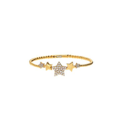 BRACCIALE RIGIDO STELLE IN ORO ROSA CON PAVÈ DI DIAMANTI BIANCHI - VB26964DP