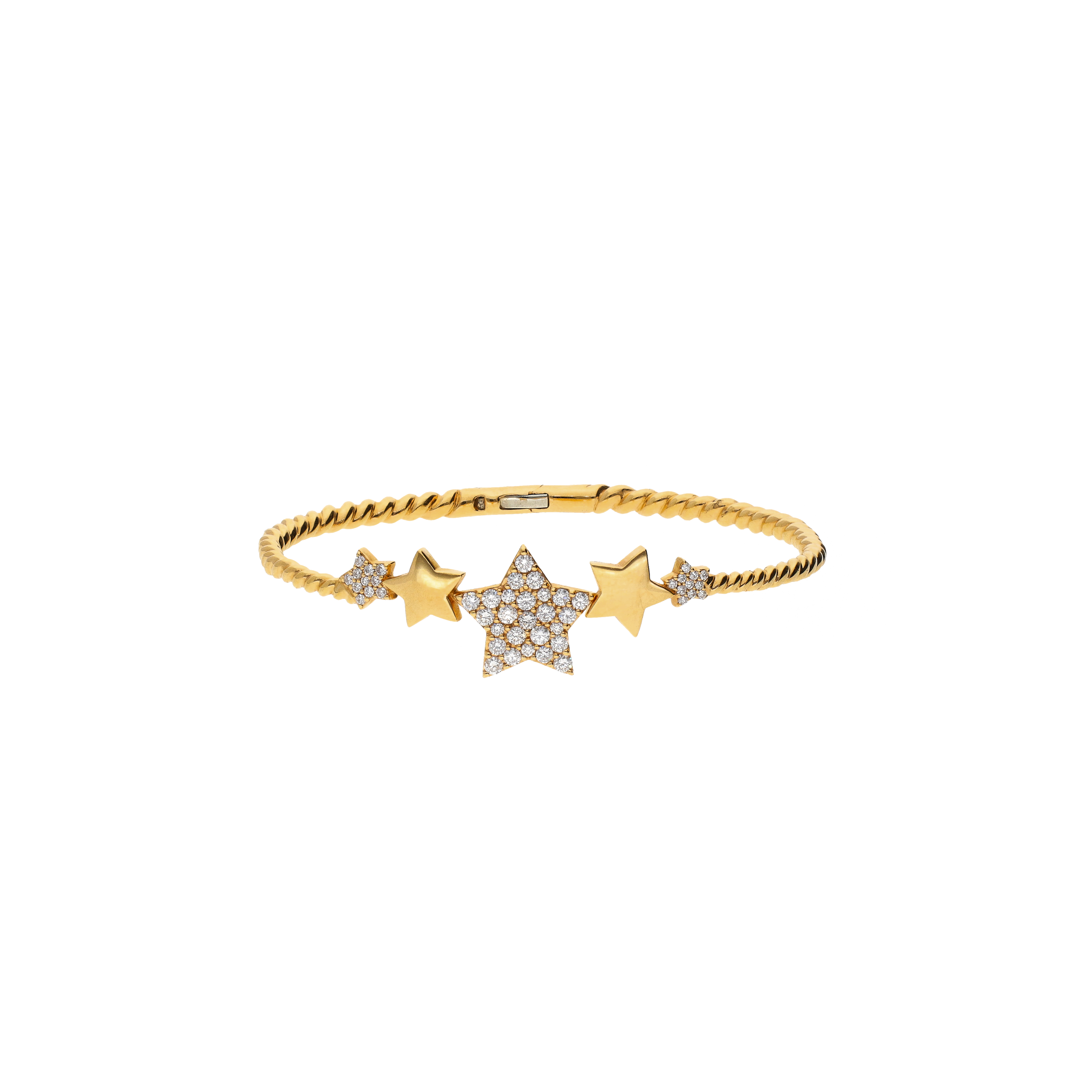 BRACCIALE RIGIDO STELLE IN ORO ROSA CON PAVÈ DI DIAMANTI BIANCHI - VB26964DP