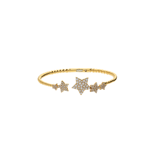 BRACCIALE RIGIDO STELLE IN ORO ROSA CON PAVÈ DI DIAMANTI BIANCHI - VB27083DP