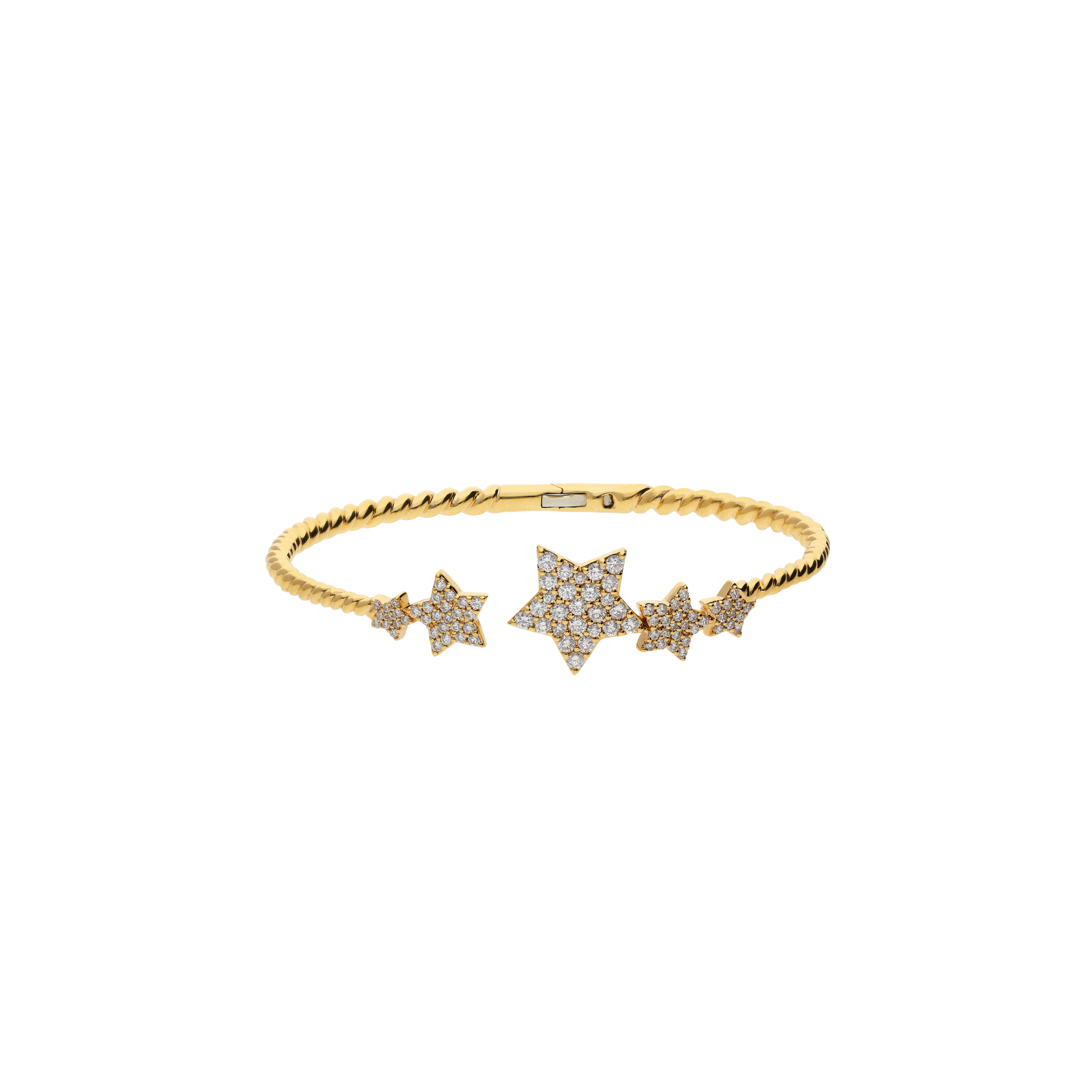 BRACCIALE RIGIDO STELLE IN ORO ROSA CON PAVÈ DI DIAMANTI BIANCHI - VB27083DP