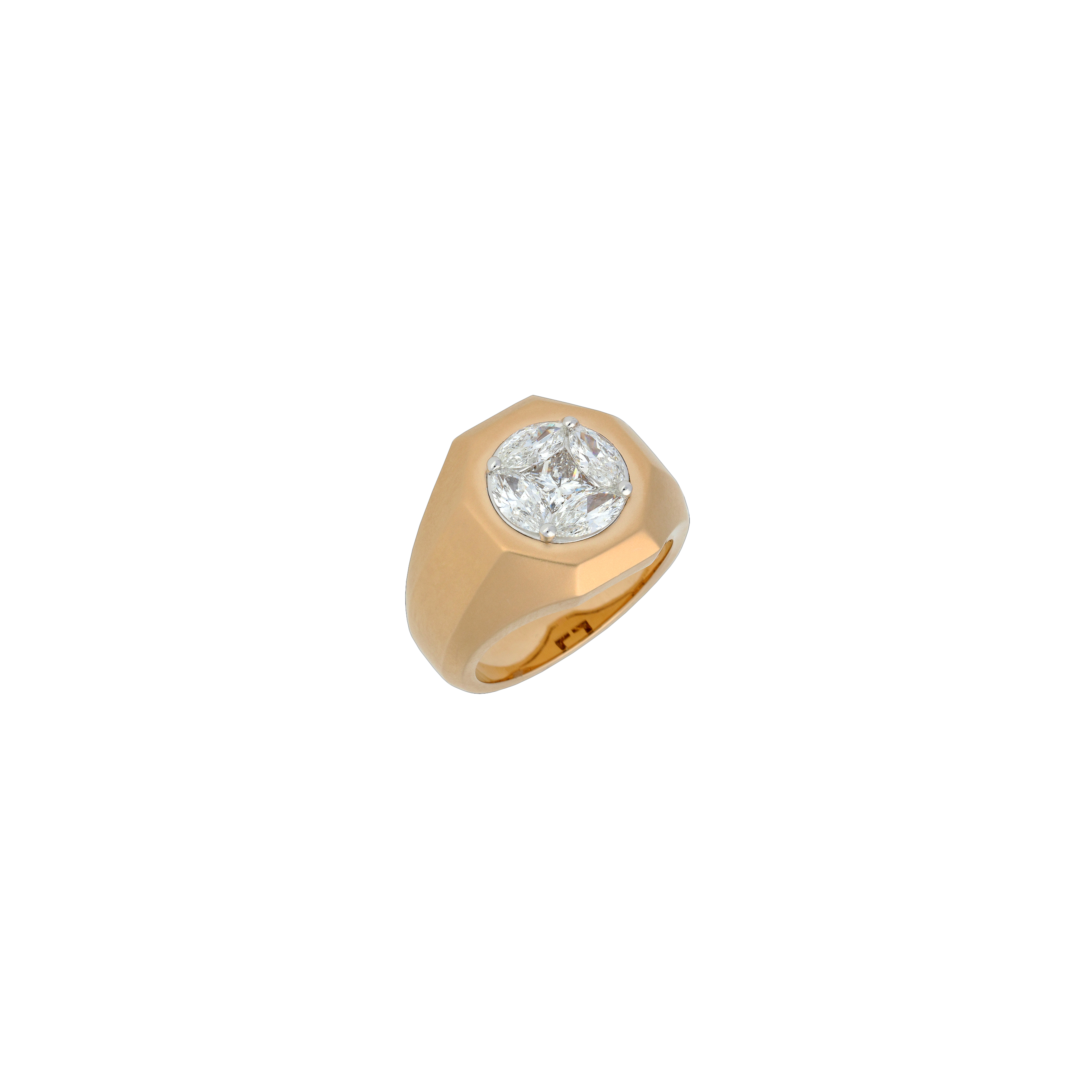 ANELLO OCTAGON IN ORO ROSA SATINATO E DIAMANTI BIANCHI - VR26418DPS