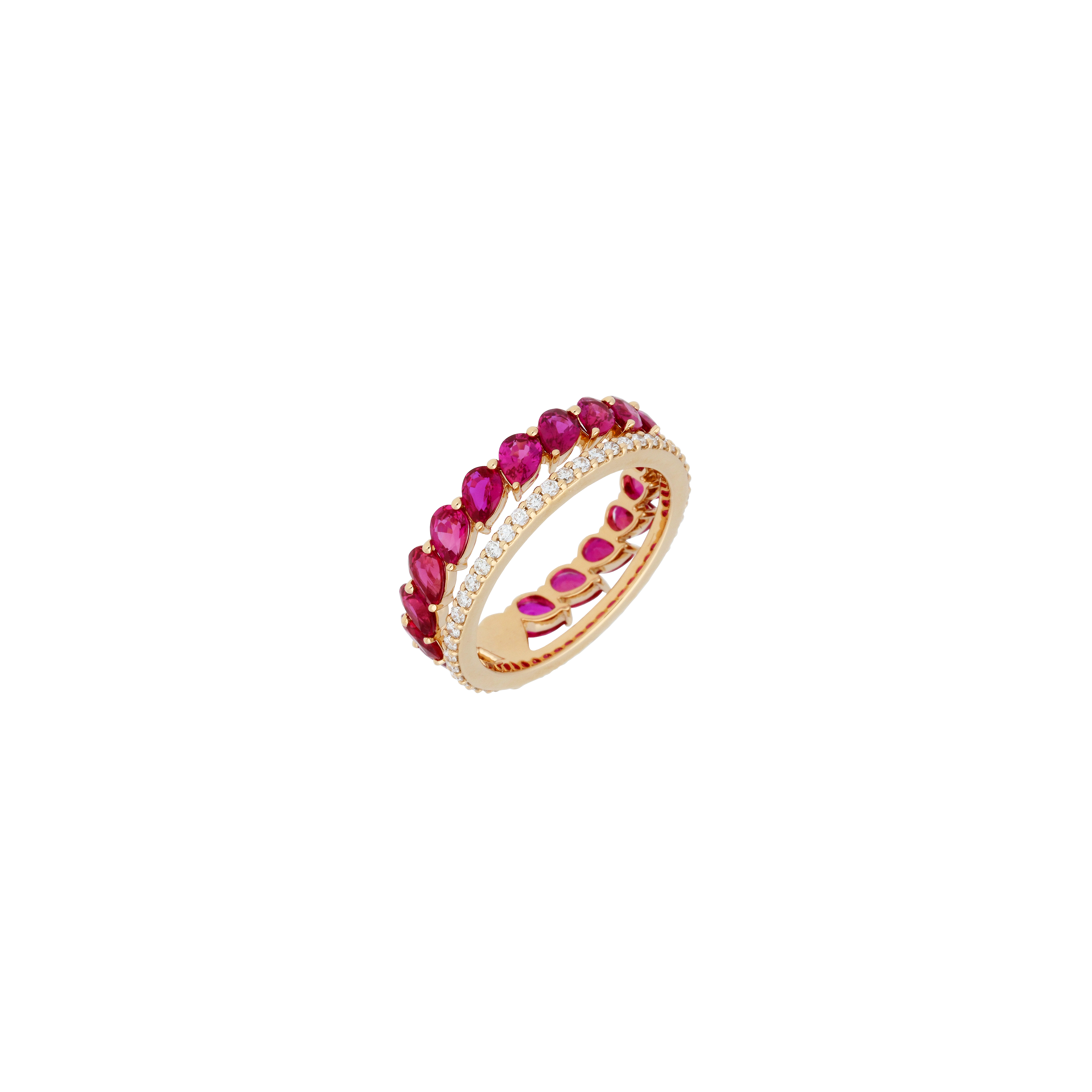 ANELLO ORO ROSA DIAMANTI BIANCHI E RUBINI - VR27358RUDP