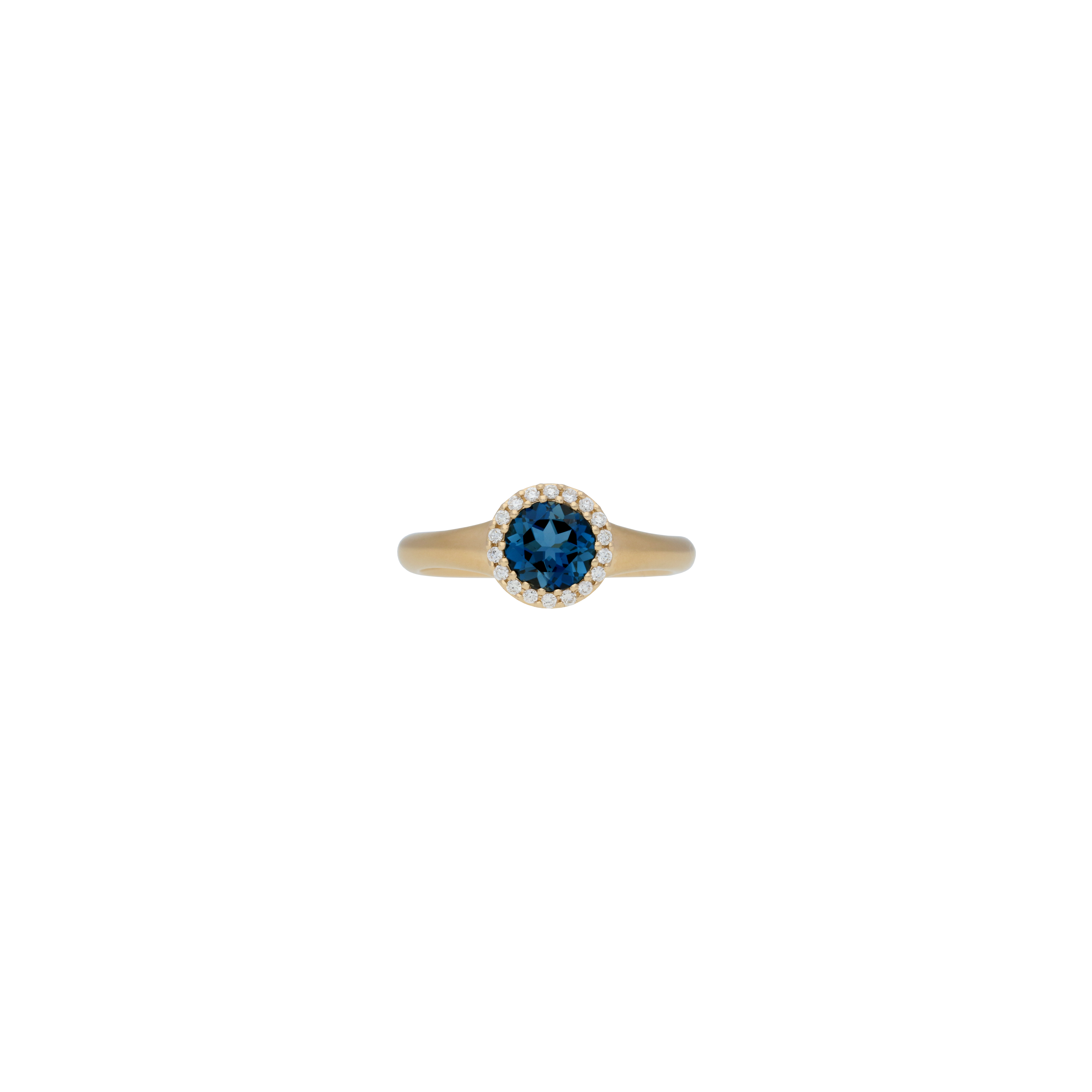 ANELLO IN ORO ROSA SATINATO CON TOPAZIO BLU LONDON E DIAMANTI BIANCHI - VR27391DTLNP-S