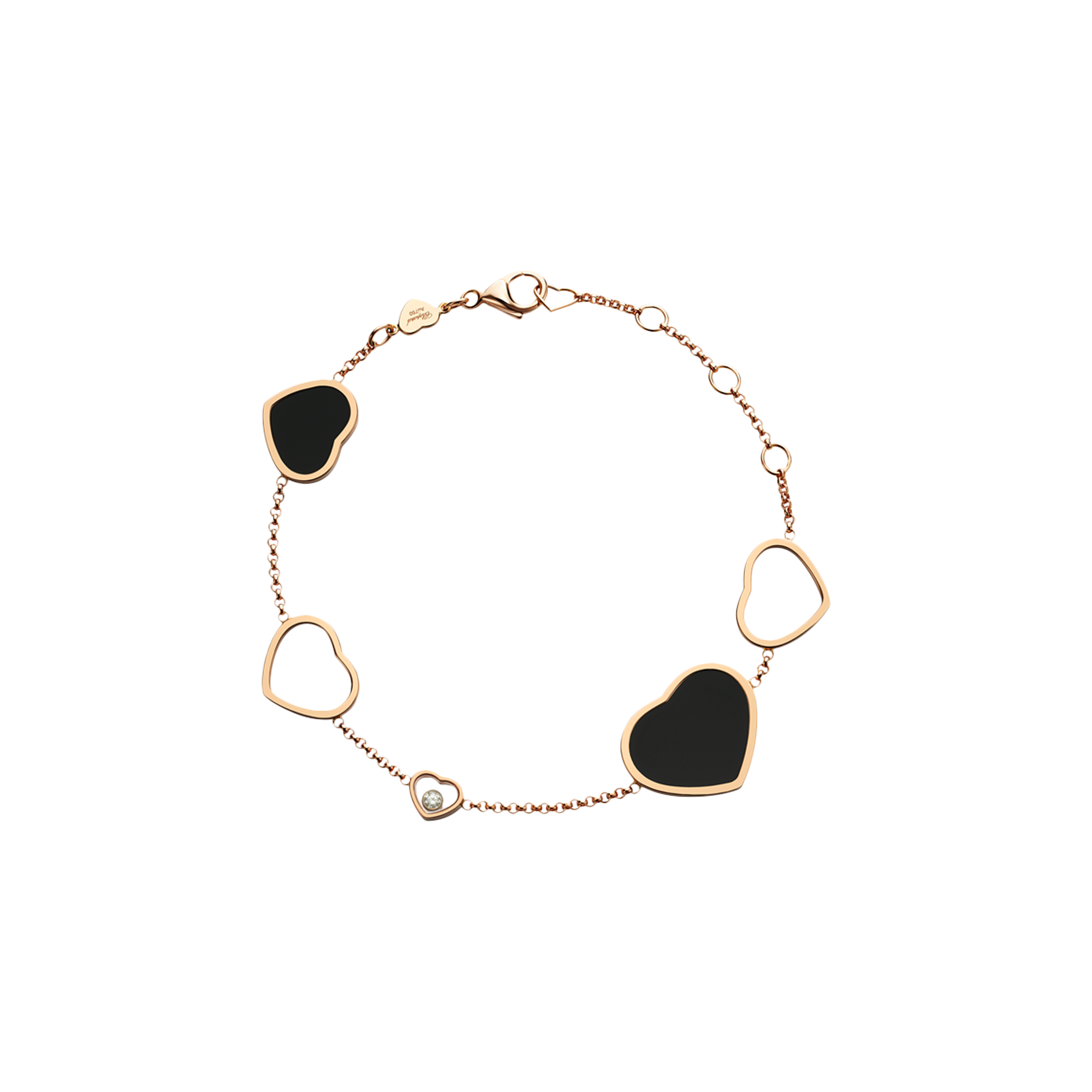 CHOPARD - BRACCIALE HAPPY HEARTS IN ORO ROSA, DIAMANTE E ONICE  - 857482-5021 - 857482-5021