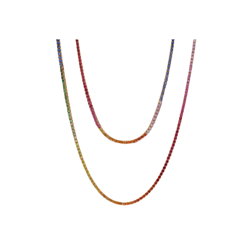 COLLANA TENNIS IN ORO ROSA CON ZAFFIRI MULTICOLOR - VN00628SX90P