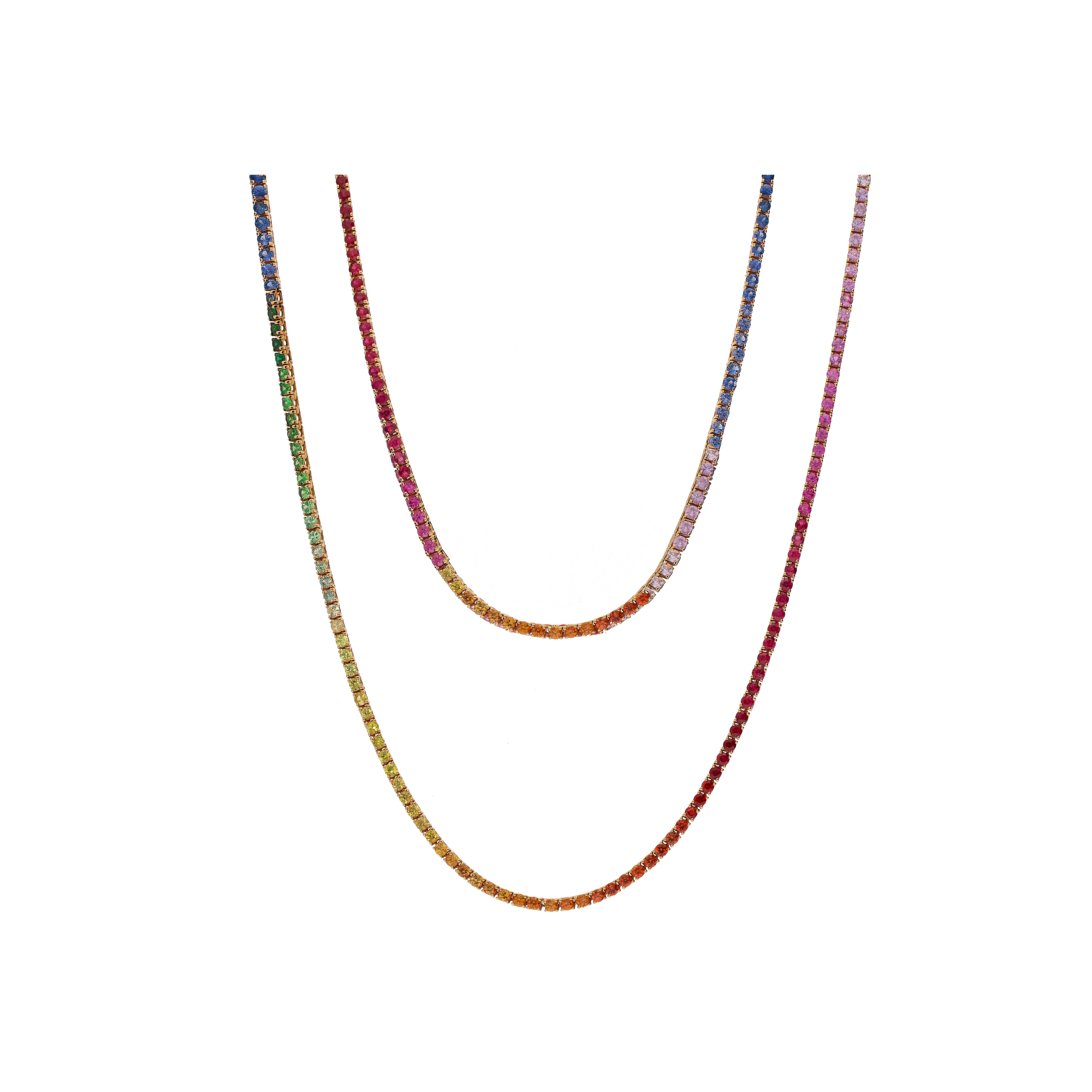 COLLANA TENNIS IN ORO ROSA CON ZAFFIRI MULTICOLOR - VN00628SX90P