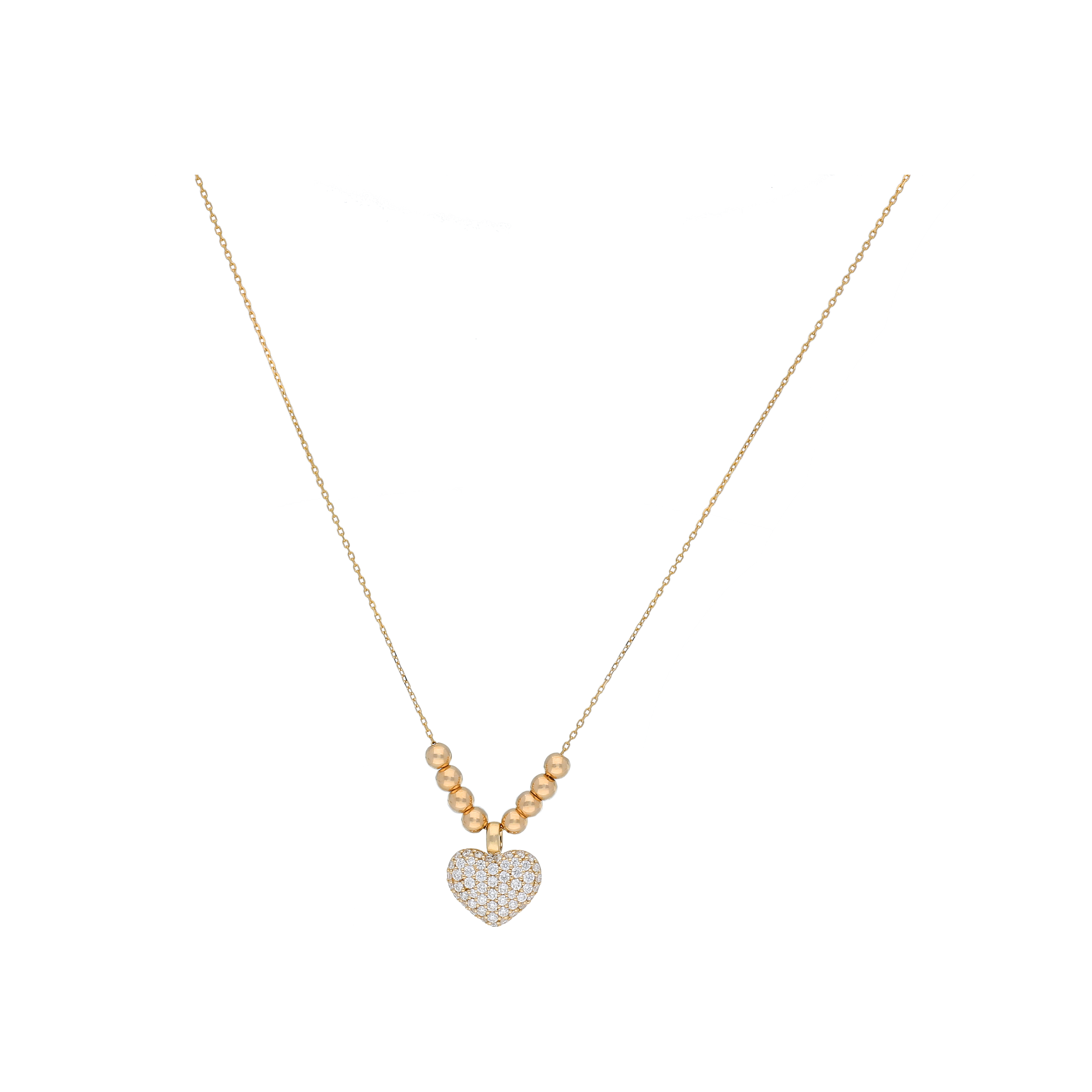 COLLANA GIROCOLLO IN ORO ROSA CON PENDENTE CUORE IN PAVE' DI DIAMANTI - VN27384DP