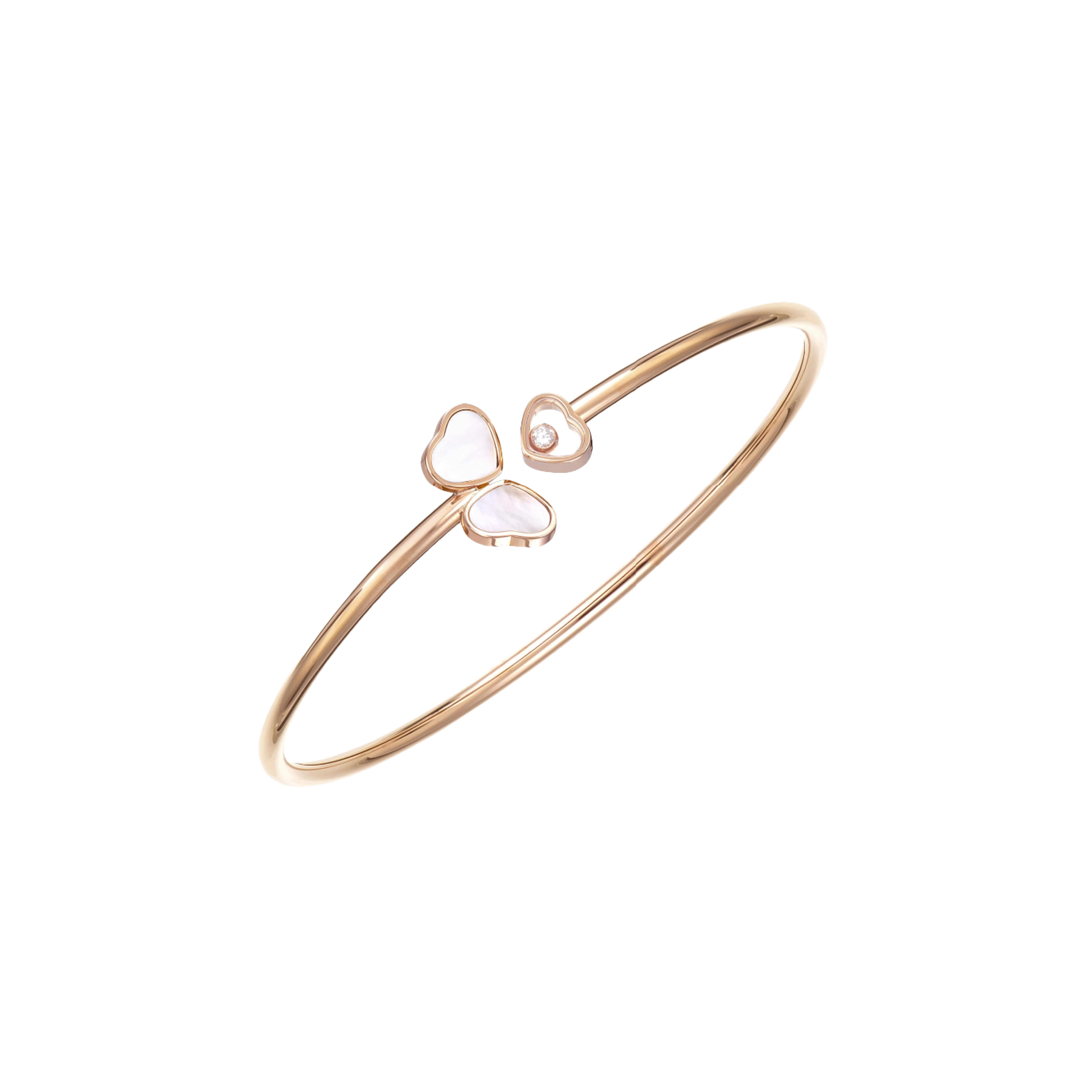 CHOPARD - HAPPY HEARTS WINGS - BRACCIALE CUORI RIGIDO IN ORO ROSA CON DIAMANTE E MADREPERLA - 85A083-5301