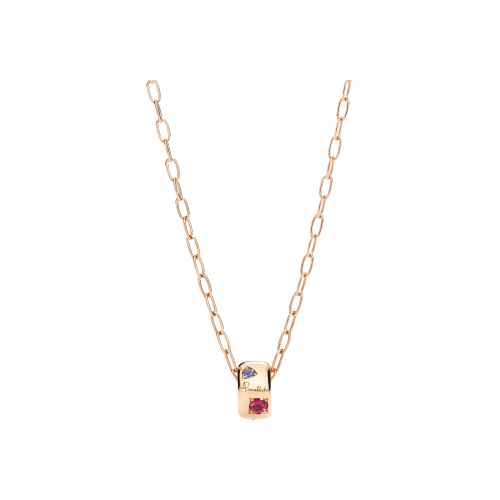 COLLANA CON PENDENTE ICONICA IN ORO ROSA E PIETRE COLORE - PCB9010O7000000VA