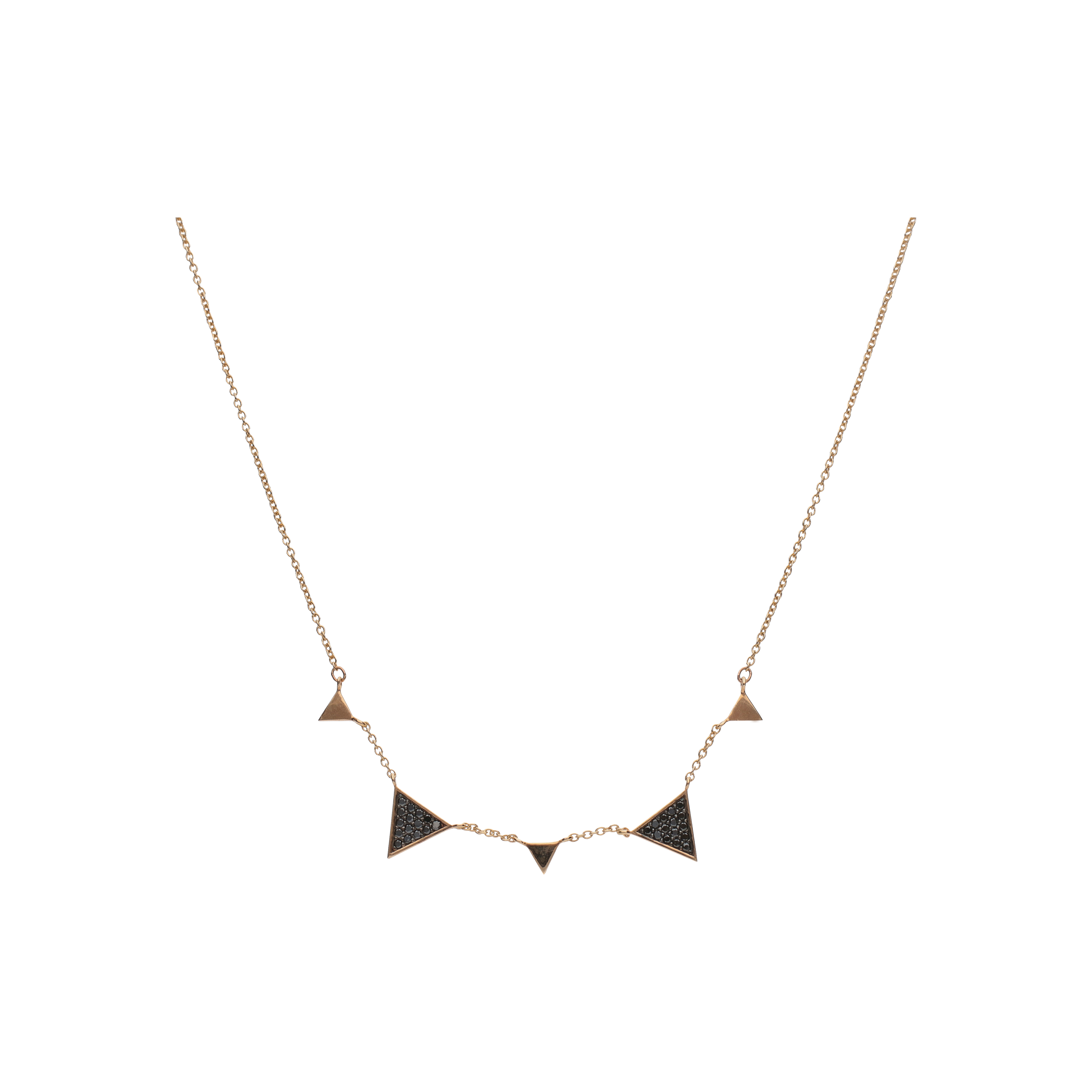 COLLANA IN ORO ROSA CON TRIANGOLI IN PAVÉ DI DIAMANTI NERI - C054/46DN